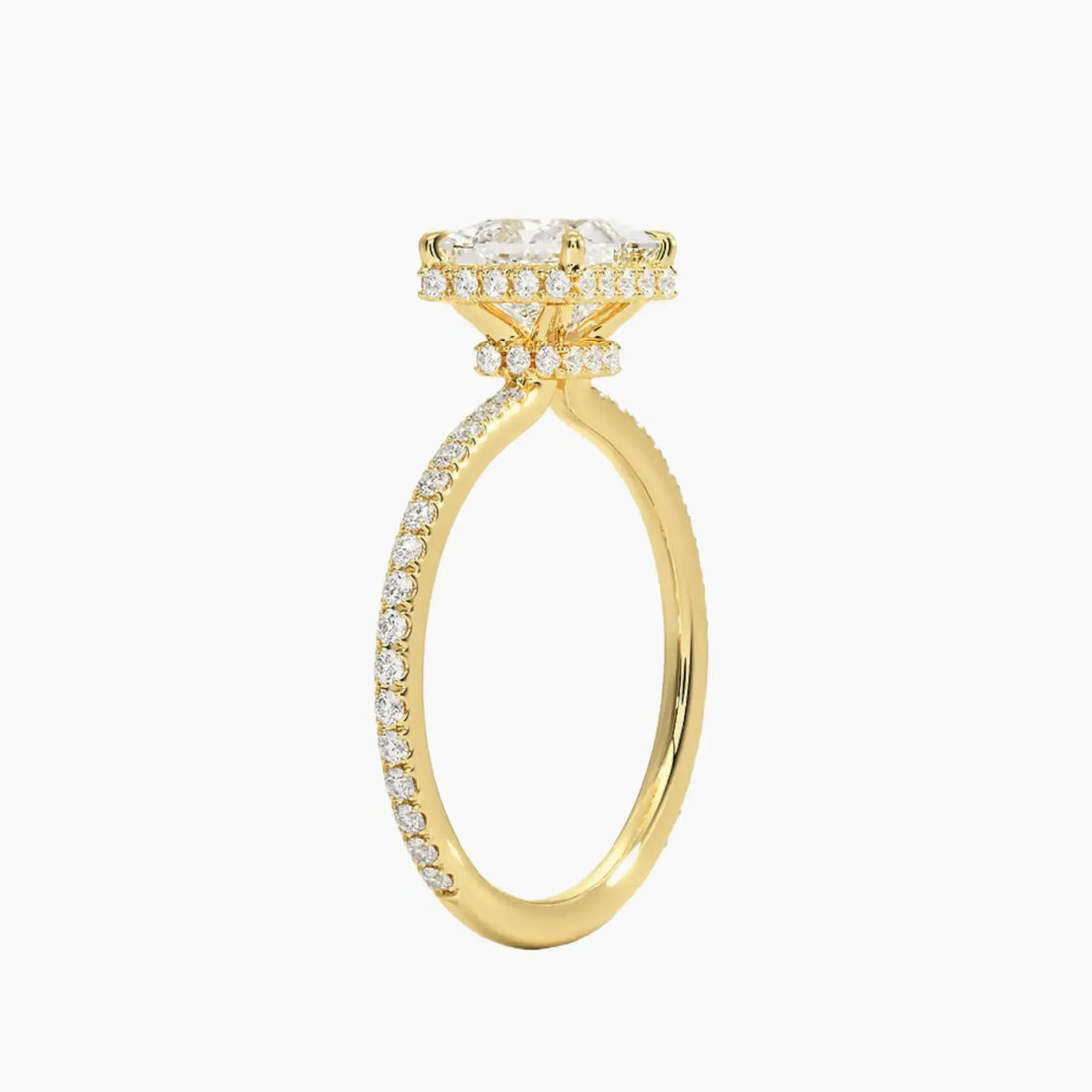 Mirabel Pave Princess Hidden Halo 2 Carat Lab Grown Diamond Engagement Ring in 14K Yellow Gold