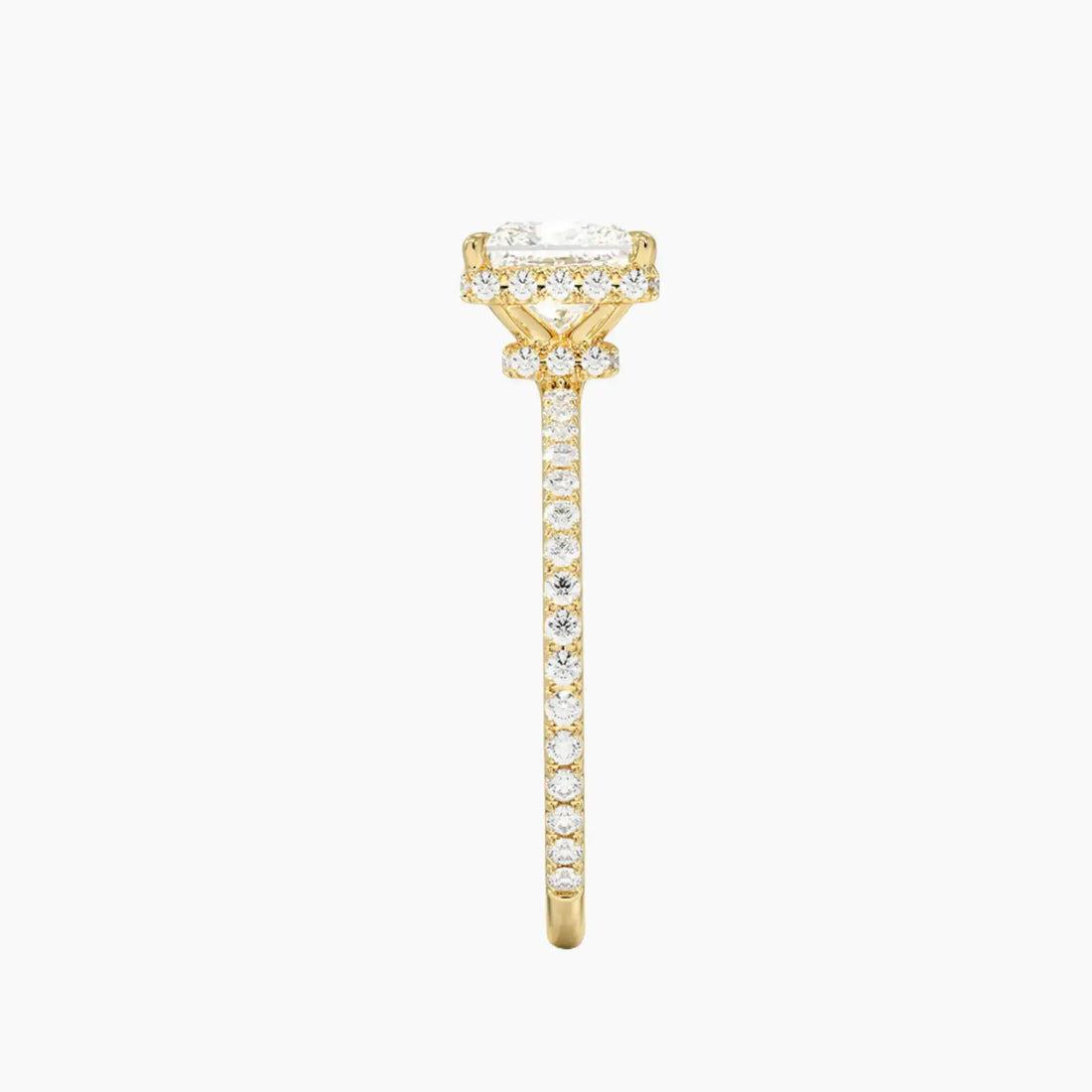 Mirabel Pave Princess Hidden Halo 1 Carat Lab Grown Diamond Engagement Ring in 14K Yellow Gold