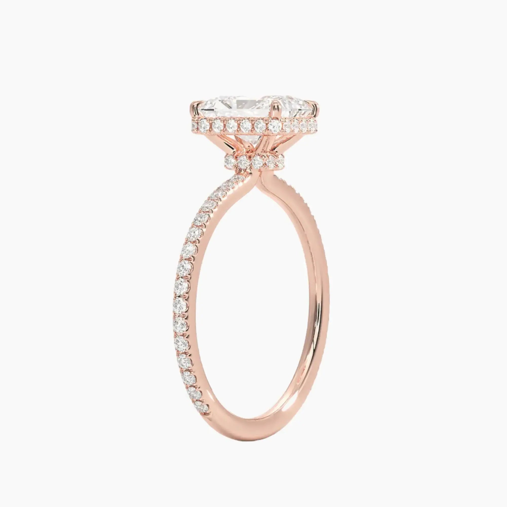 Mirabel Pave Radiant Hidden Halo Diamond Ring Setting in 18K Yellow Gold