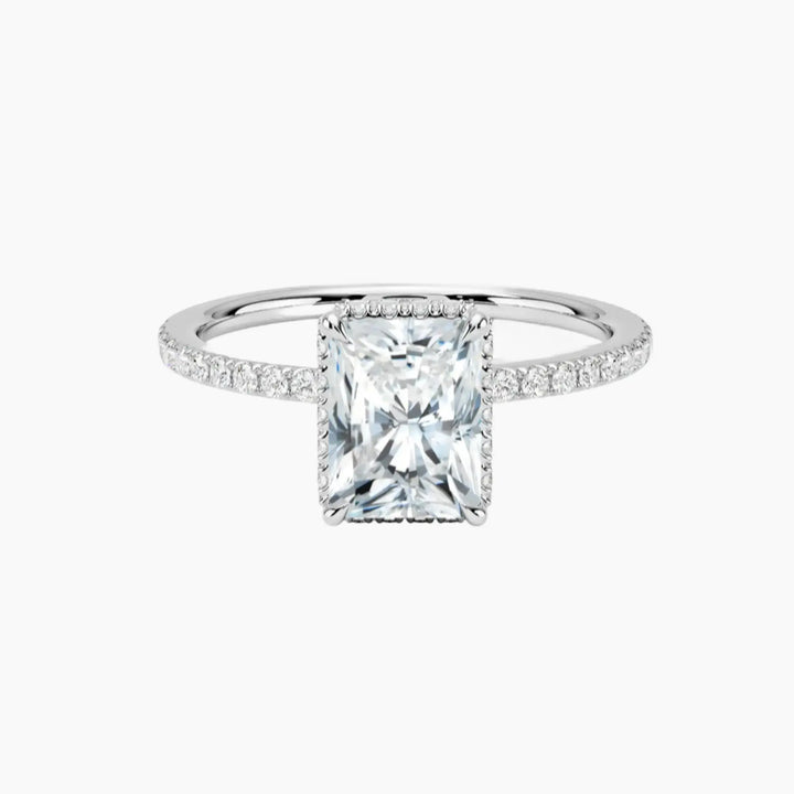 Mirabel Pave Radiant Hidden Halo 2 Carat Lab Grown Diamond Engagement Ring in 14K White Gold