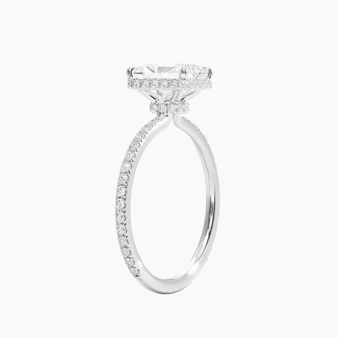 Mirabel Pave Radiant Hidden Halo 1 Carat Lab Grown Diamond Engagement Ring in 14K Rose Gold