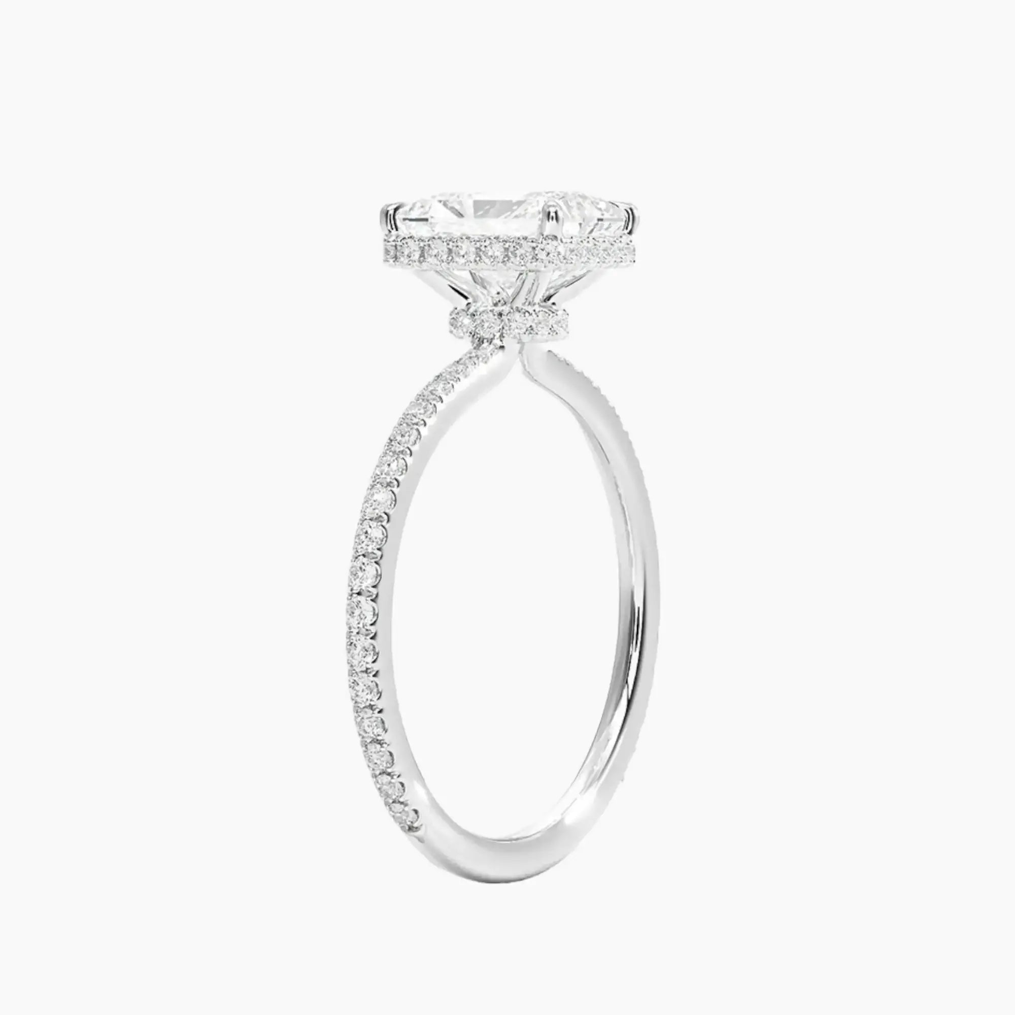 Mirabel Pave Radiant Hidden Halo 2 Carat Lab Grown Diamond Engagement Ring in 14K White Gold