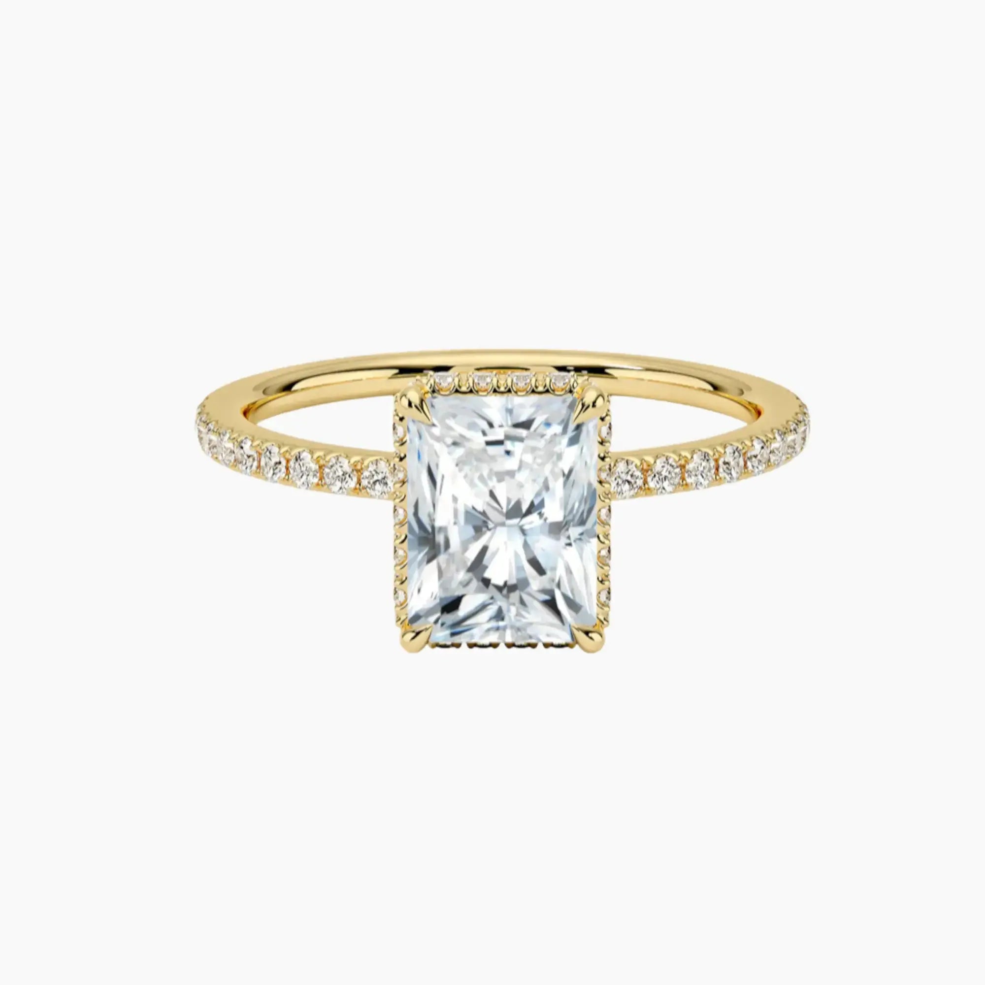 Mirabel Pave Radiant Hidden Halo 3 Carat Lab Grown Diamond Engagement Ring in 14K White Gold