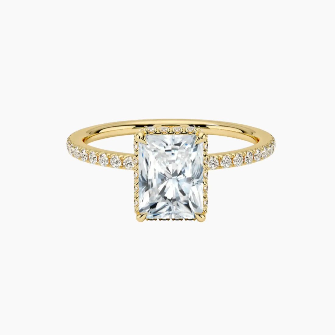 Mirabel Pave Radiant Hidden Halo 1 Carat Lab Grown Diamond Engagement Ring in 14K Yellow Gold