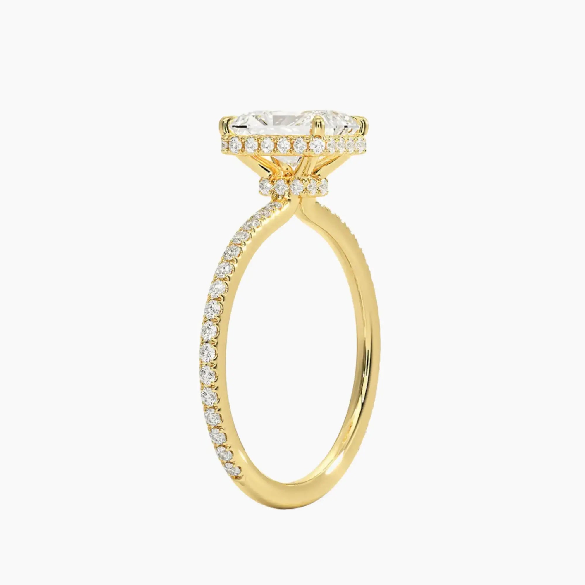 Mirabel Pave Radiant Hidden Halo 3 Carat Lab Grown Diamond Engagement Ring in 18K Rose Gold