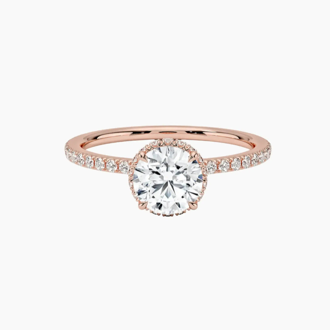 Mirabel Pave Round Hidden Halo 1 Carat Lab Grown Diamond Engagement Ring in 18K Rose Gold