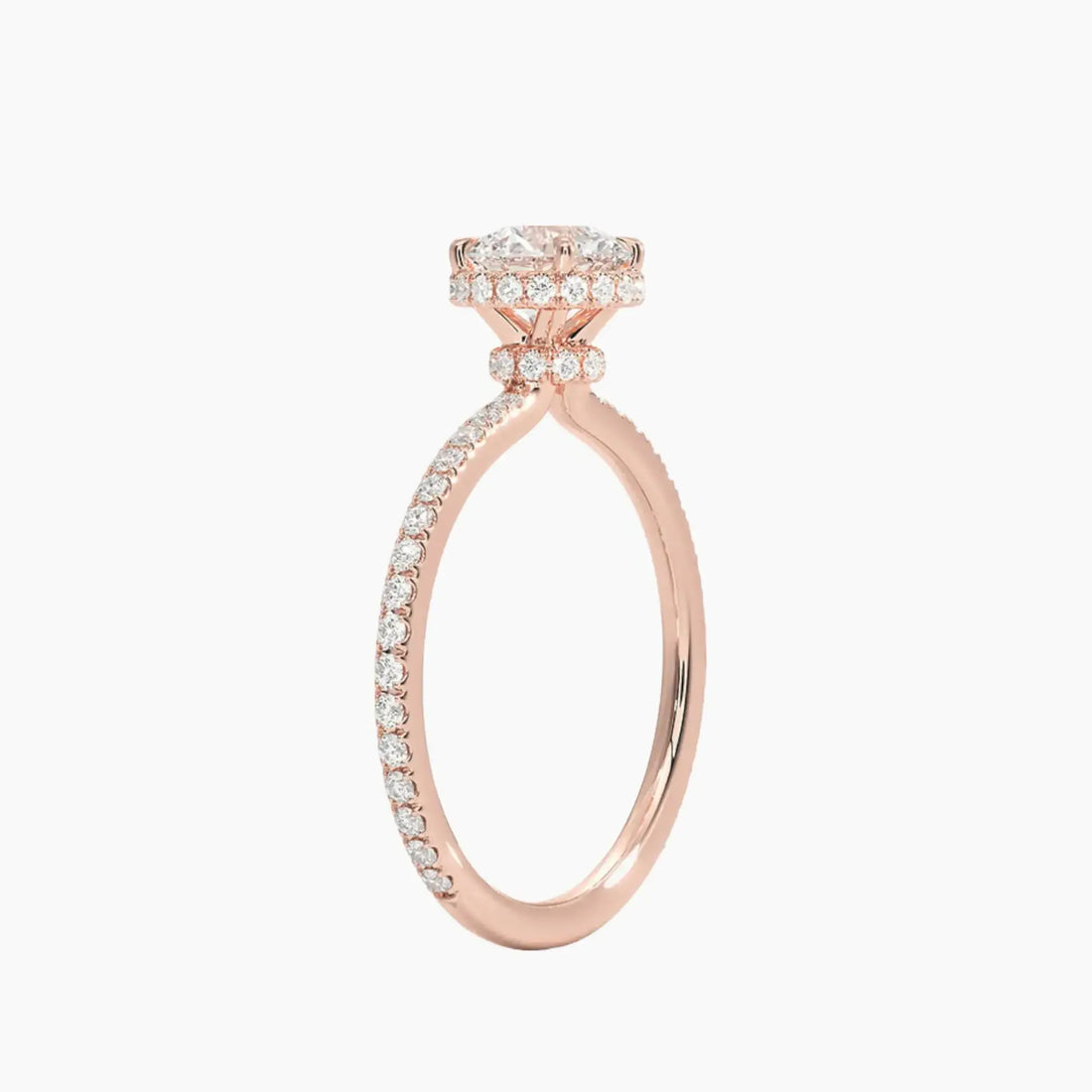 Mirabel Pave Round Hidden Halo 3 Carat Lab Grown Diamond Engagement Ring in 14K Rose Gold