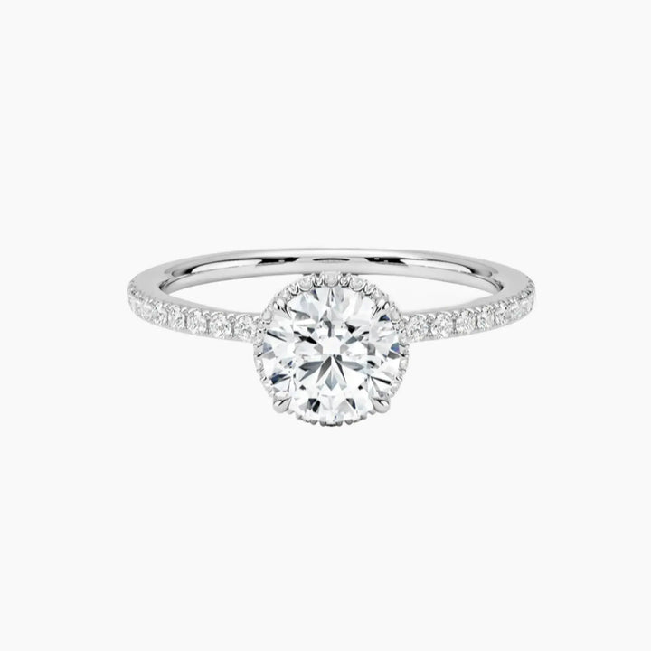 Mirabel Pave Round Hidden Halo 1 Carat Lab Grown Diamond Engagement Ring in 18K White Gold
