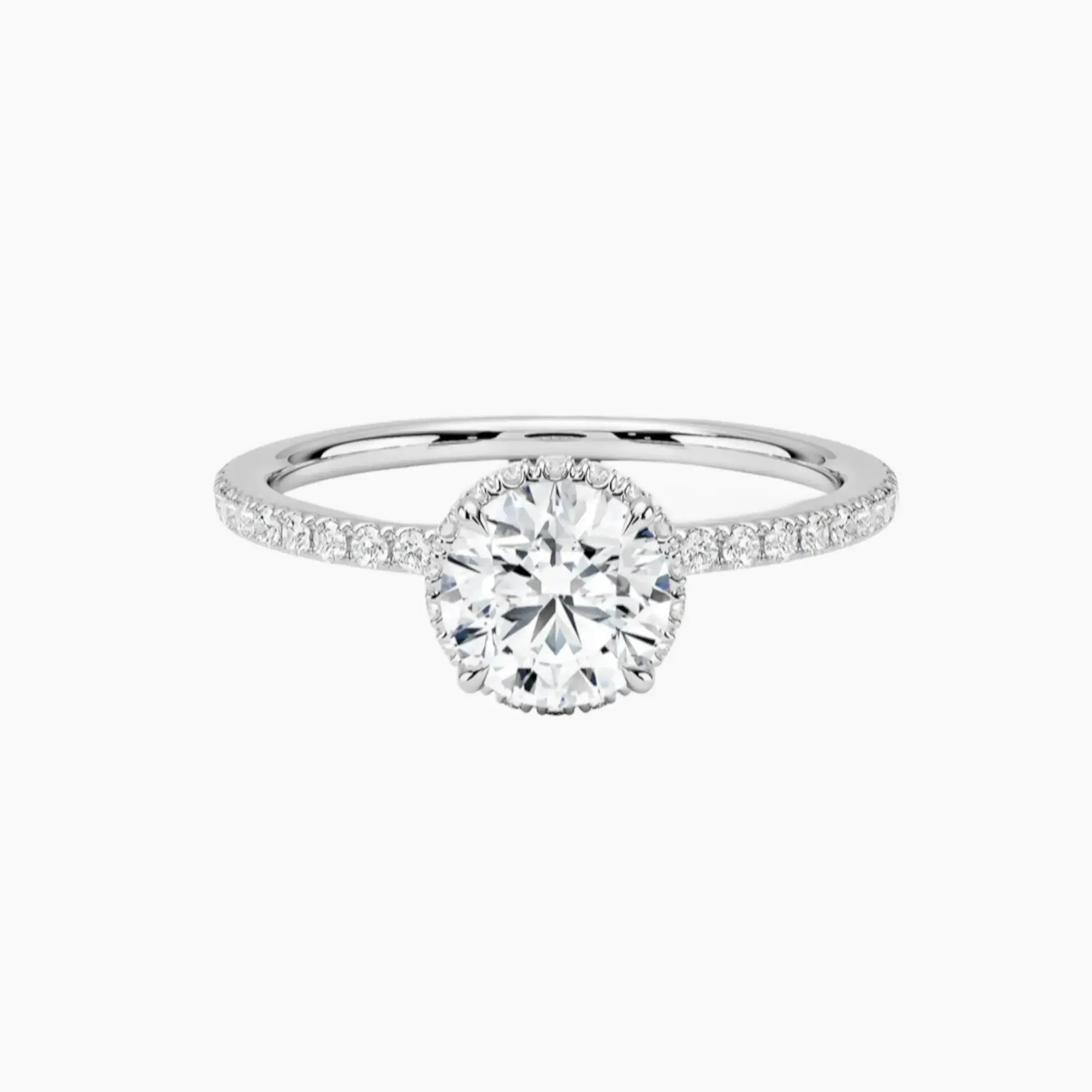 Mirabel Pave Round Hidden Halo 2 Carat Lab Grown Diamond Engagement Ring in 14K White Gold