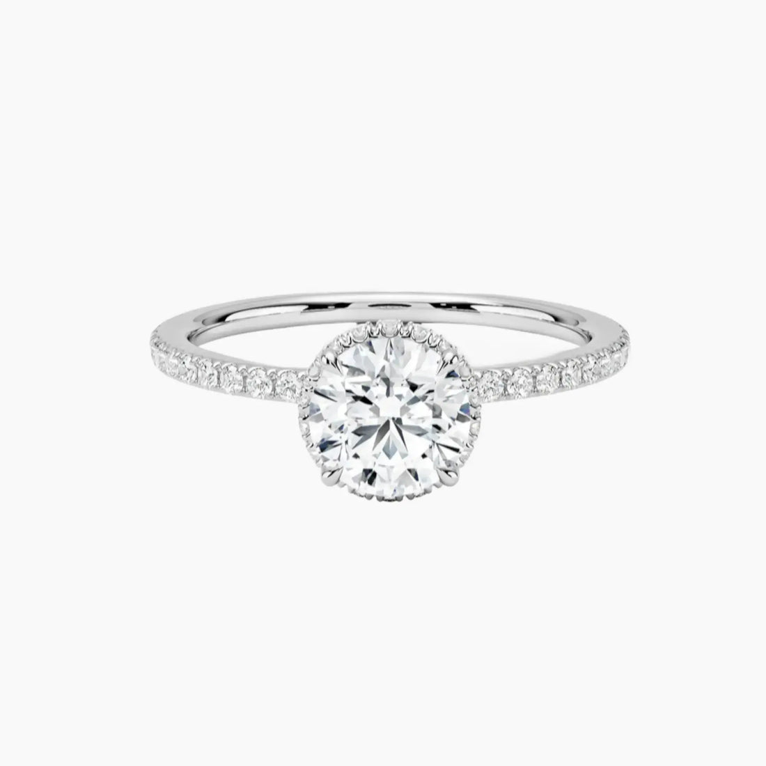 Mirabel Pave Round Hidden Halo 1 Carat Lab Grown Diamond Engagement Ring in 14K White Gold