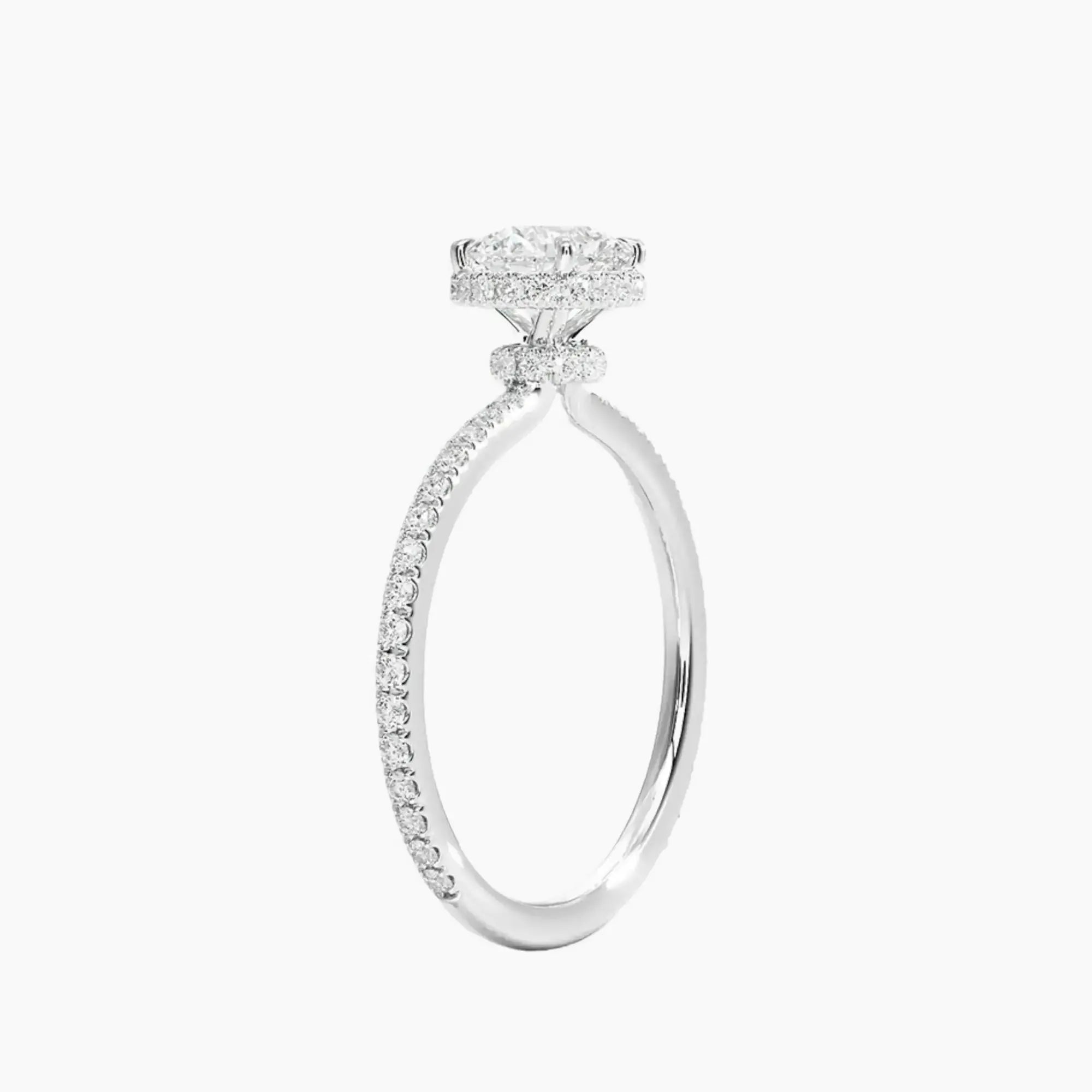 Mirabel Pave Round Hidden Halo 2 Carat Lab Grown Diamond Engagement Ring in 18K White Gold