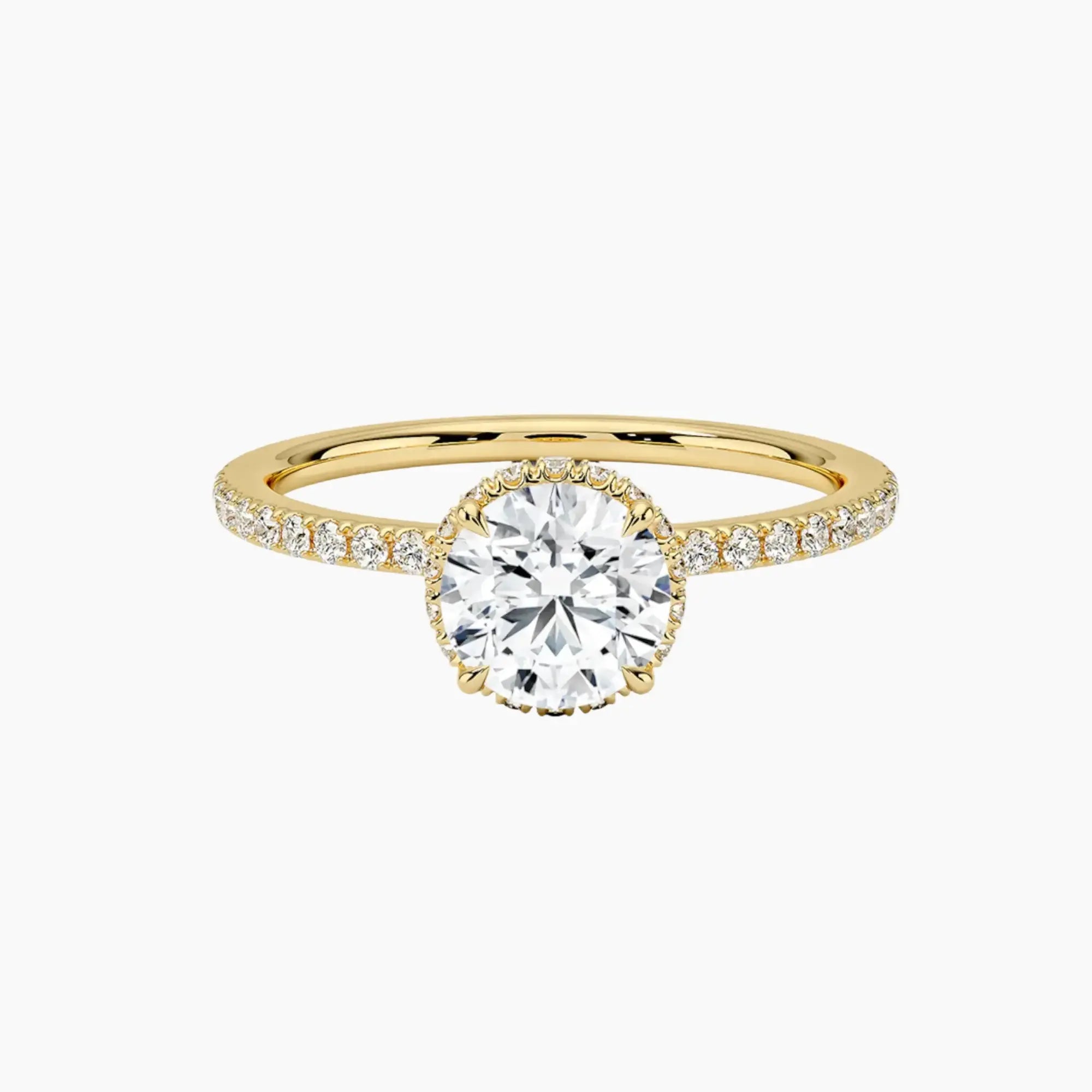 Mirabel Pave Round Hidden Halo 1.5 Carat Lab Grown Diamond Engagement Ring in 18K White Gold
