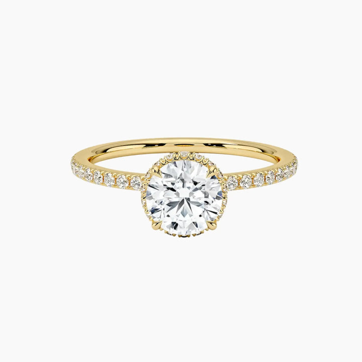 Mirabel Pave Round Hidden Halo 3 Carat Lab Grown Diamond Engagement Ring in 18K Yellow Gold