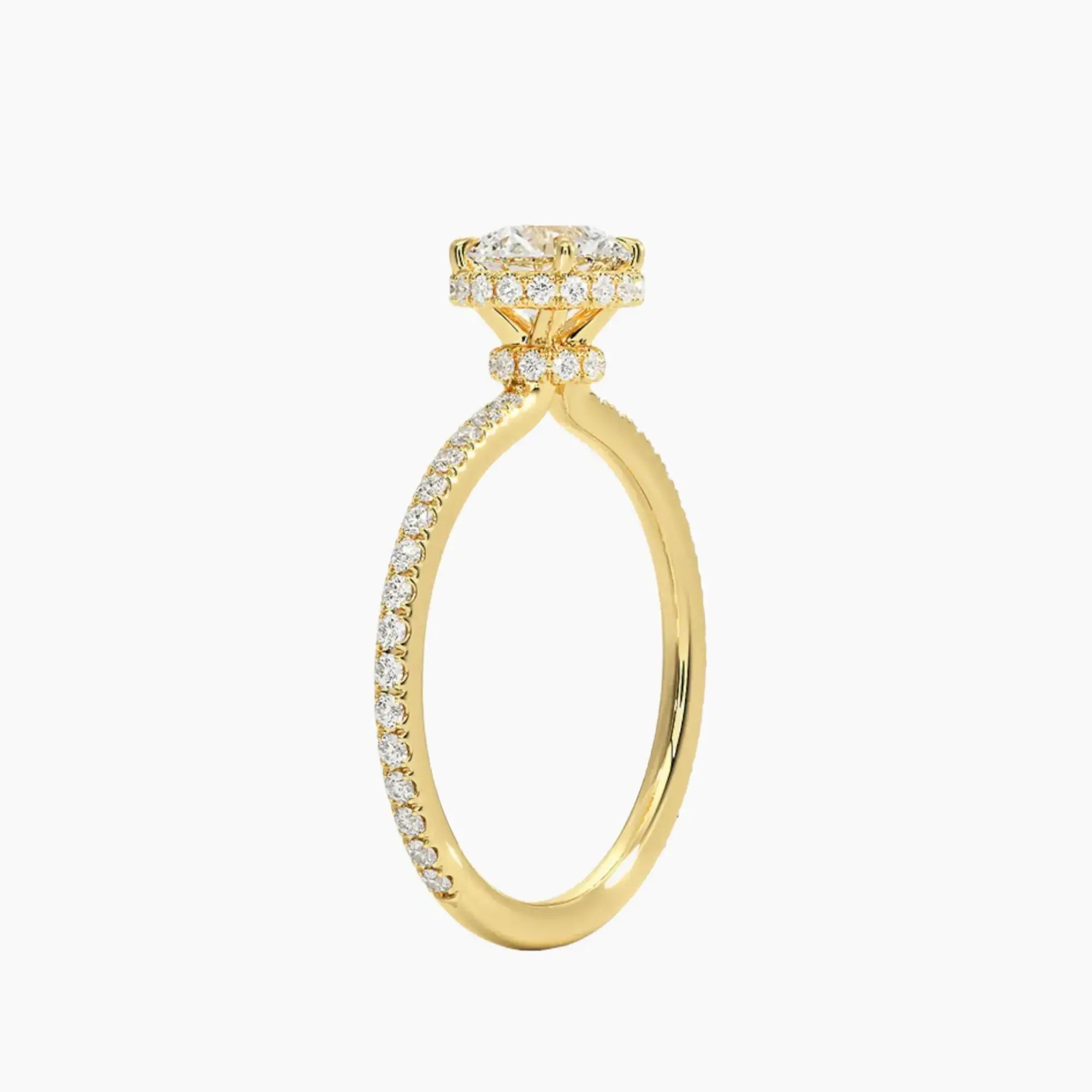 Mirabel Pave Round Hidden Halo 3 Carat Lab Grown Diamond Engagement Ring in 18K Rose Gold