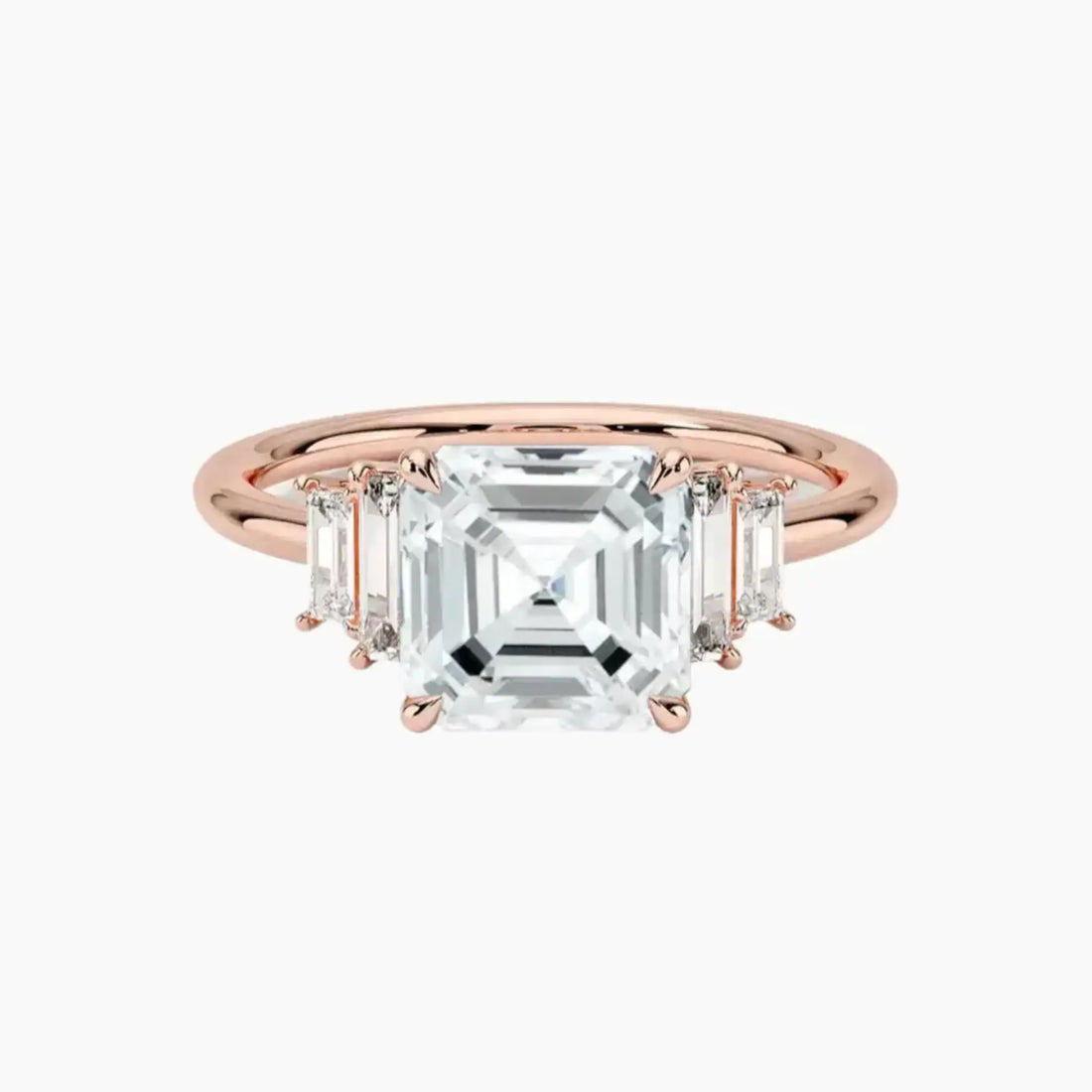 Nerine Five Stone Asscher Designer 3 Carat Lab Grown Diamond Engagement Ring in 14K White Gold