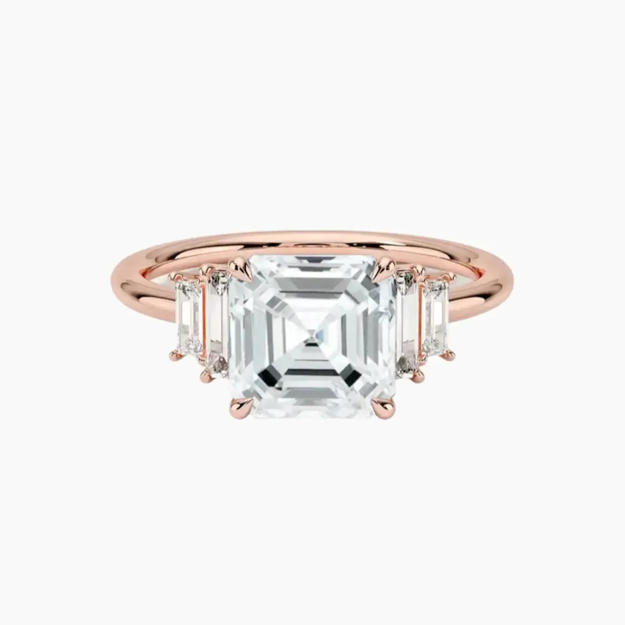 Nerine Five Stone Asscher Designer 1.5 Carat Lab Grown Diamond Engagement Ring in 18K Rose Gold