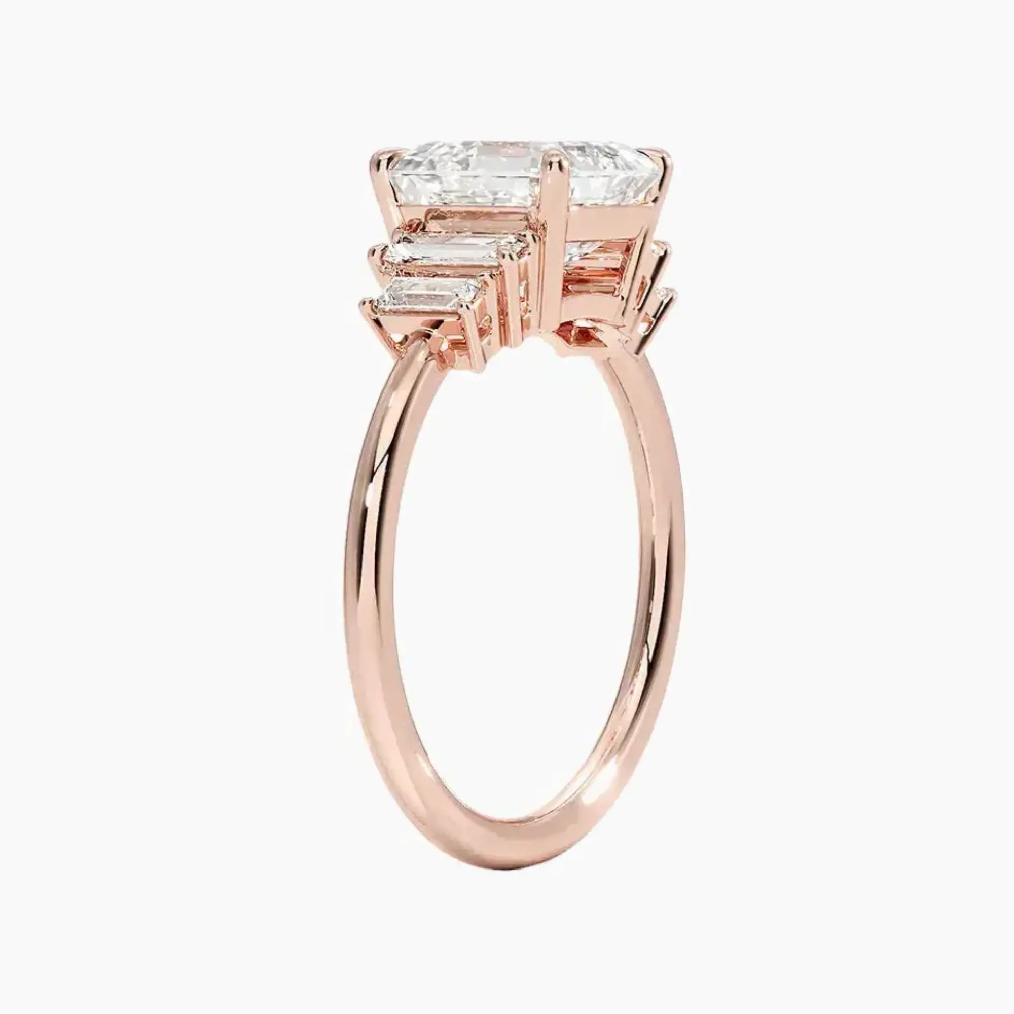Nerine Five Stone Asscher Designer 2.5 Carat Lab Grown Diamond Engagement Ring in 14K Yellow Gold
