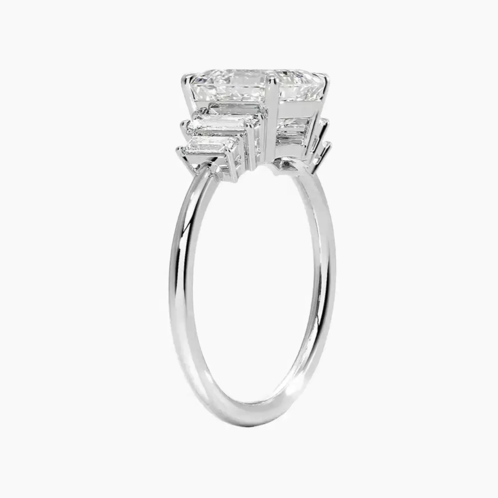Nerine Five Stone Asscher Designer 3 Carat Lab Grown Diamond Engagement Ring in 18K Yellow Gold