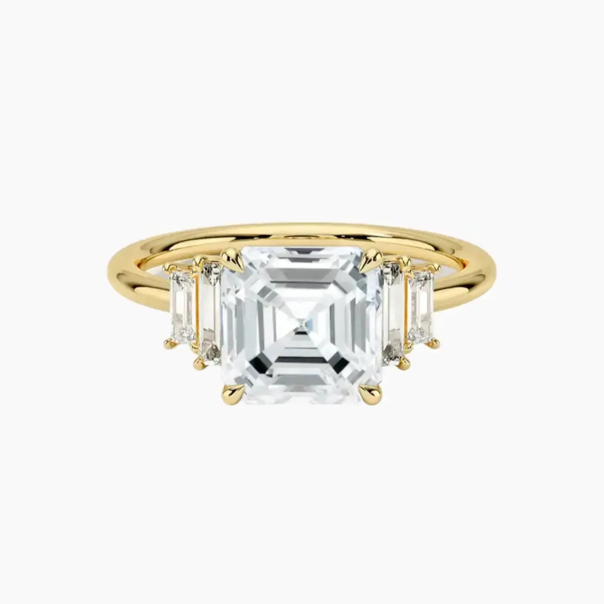 Nerine Five Stone Asscher Designer 2 Carat Lab Grown Diamond Engagement Ring in 14K Yellow Gold