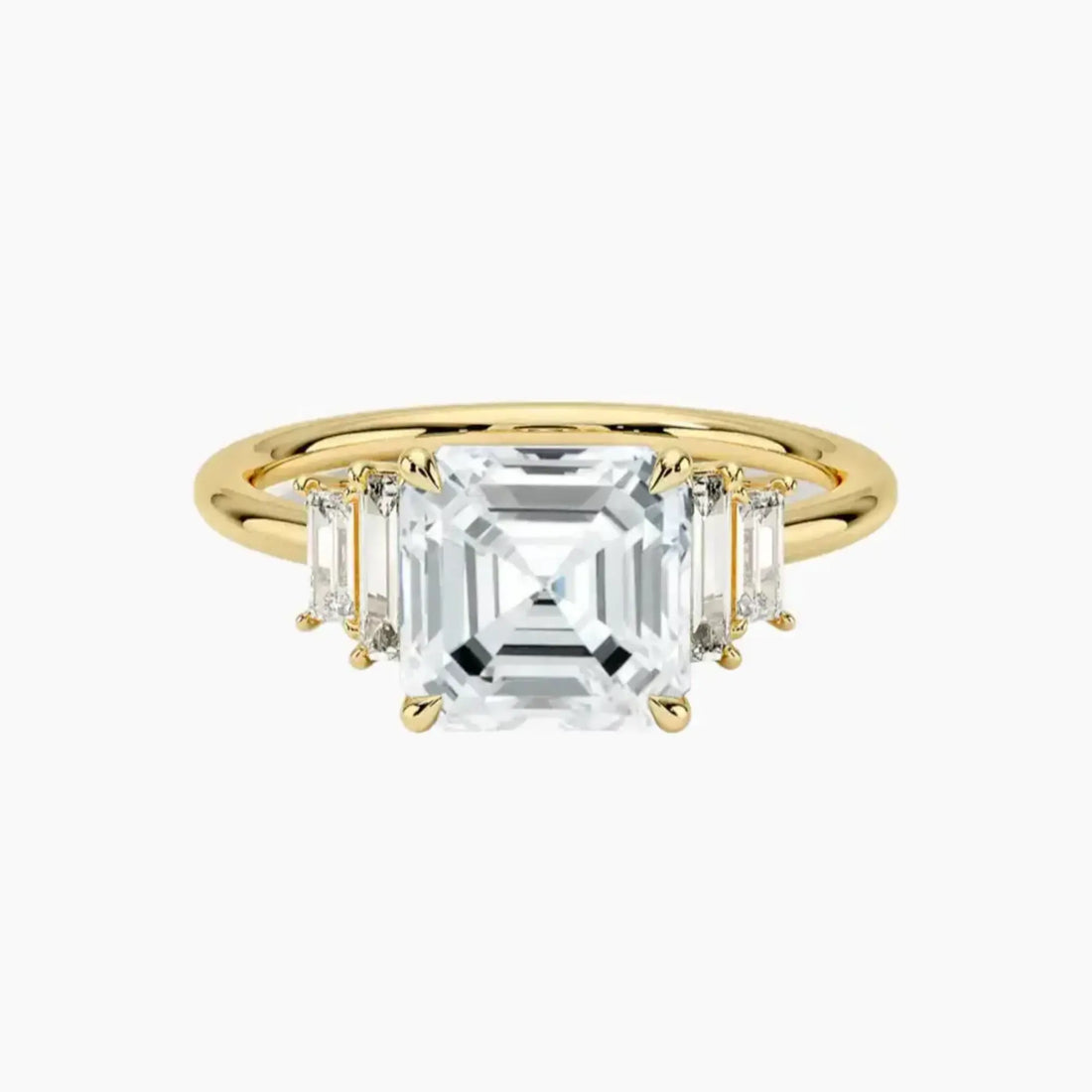 Nerine Five Stone Asscher Designer Diamond Ring Setting in 14K White Gold