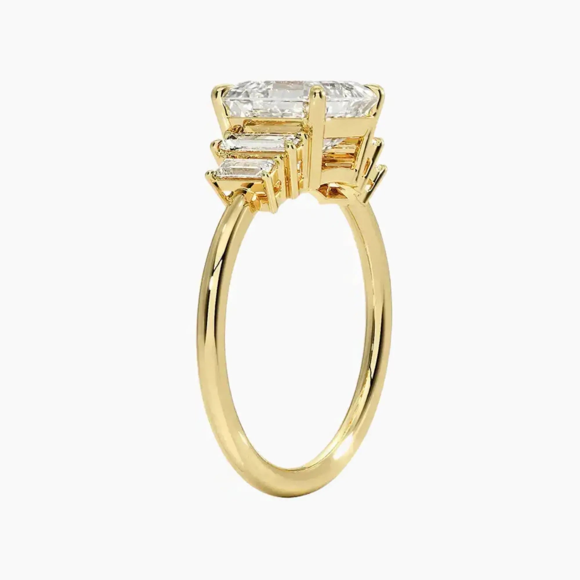 Nerine Five Stone Asscher Designer 2.5 Carat Lab Grown Diamond Engagement Ring in 14K Yellow Gold