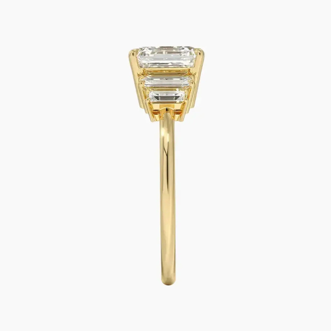 Nerine Five Stone Asscher Designer 2.5 Carat Lab Grown Diamond Engagement Ring in 14K Yellow Gold