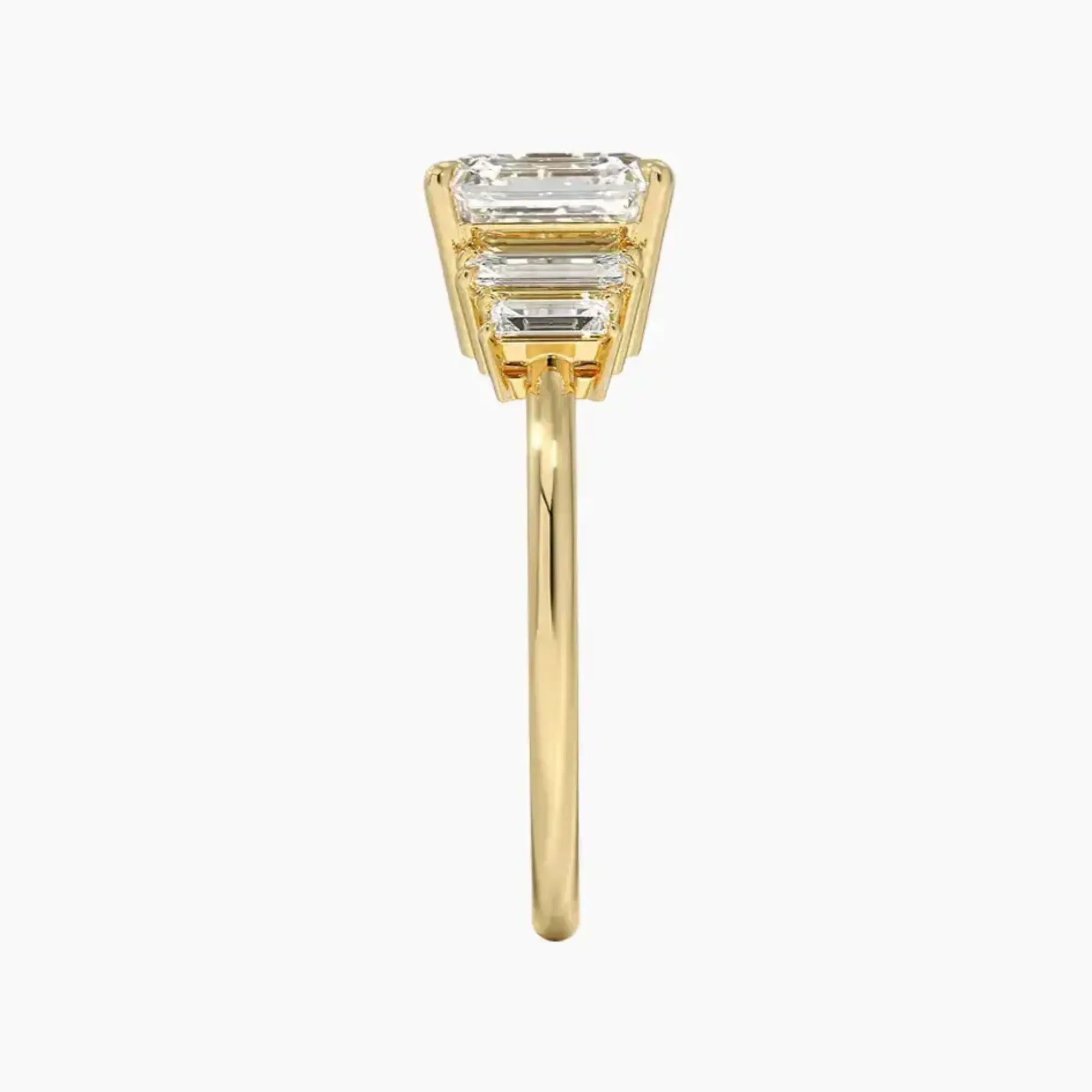 Nerine Five Stone Asscher Designer 1 Carat Lab Grown Diamond Engagement Ring in 18K White Gold