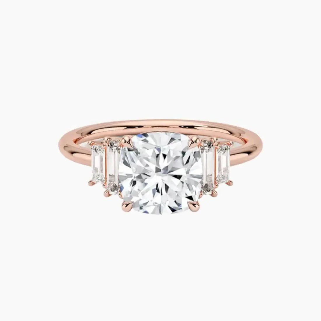 Nerine Five Stone Cushion Designer 3 Carat Lab Grown Diamond Engagement Ring in 18K Rose Gold