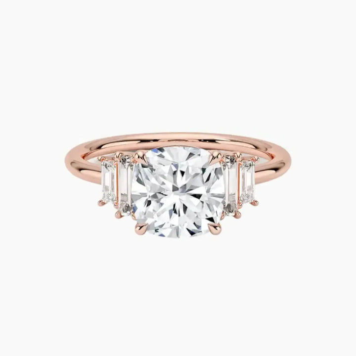 Nerine Five Stone Cushion Designer 1.5 Carat Lab Grown Diamond Engagement Ring in 14K Rose Gold