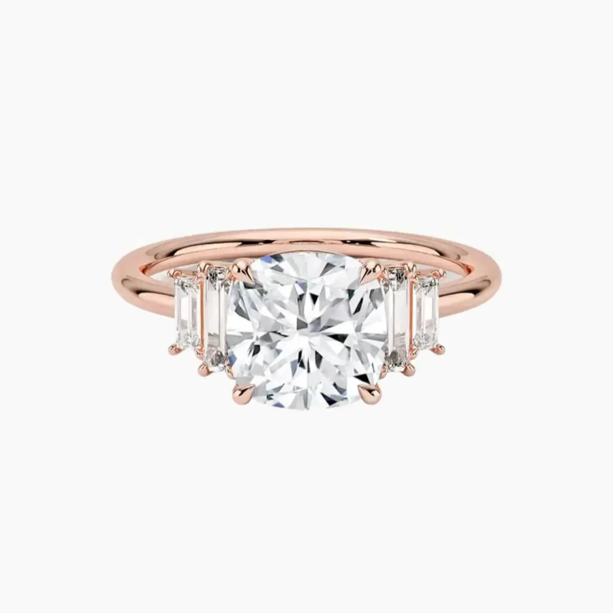 Nerine Five Stone Cushion Designer 1 Carat Lab Grown Diamond Engagement Ring in 18K White Gold