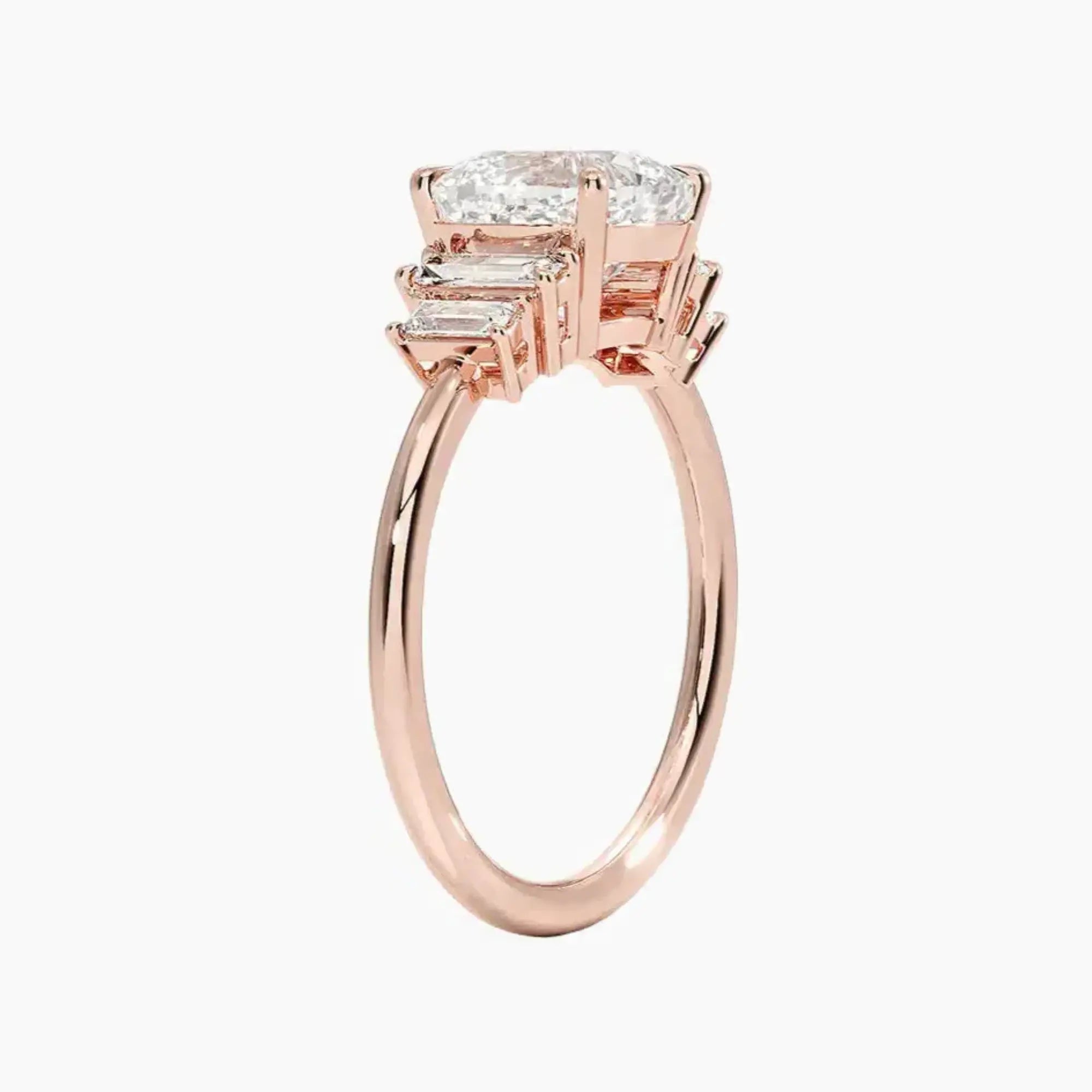 Nerine Five Stone Cushion Designer 3 Carat Lab Grown Diamond Engagement Ring in 18K Rose Gold