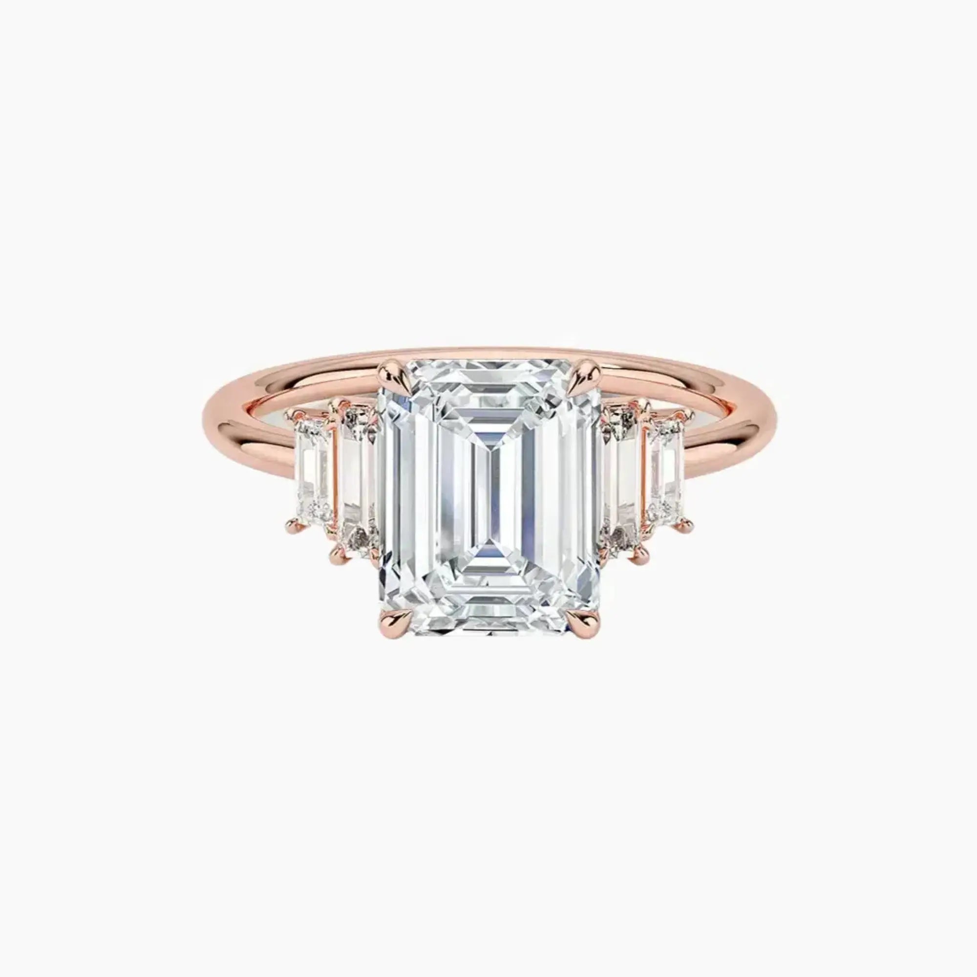 Nerine Five Stone Emerald Designer Diamond Ring Setting in 14K Rose Gold