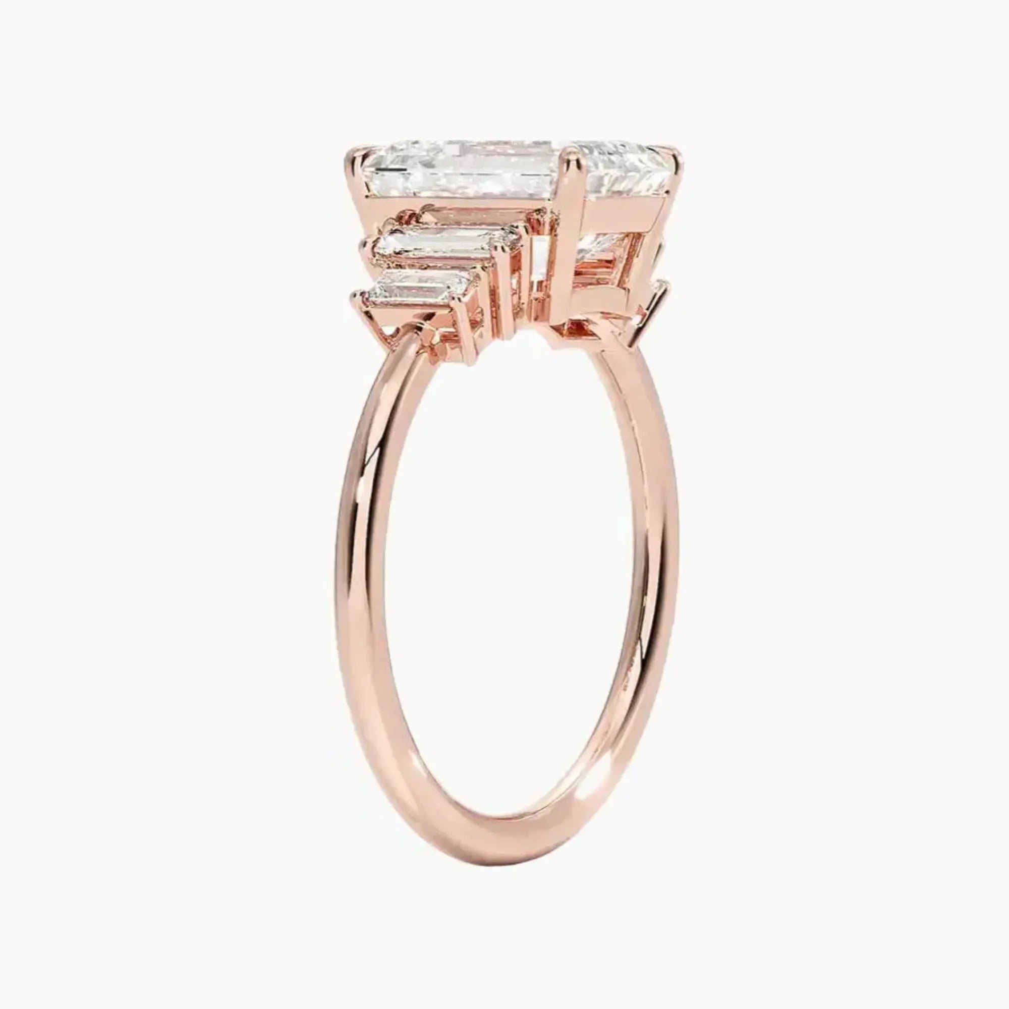 Nerine Five Stone Emerald Designer Diamond Ring Setting in 14K White Gold