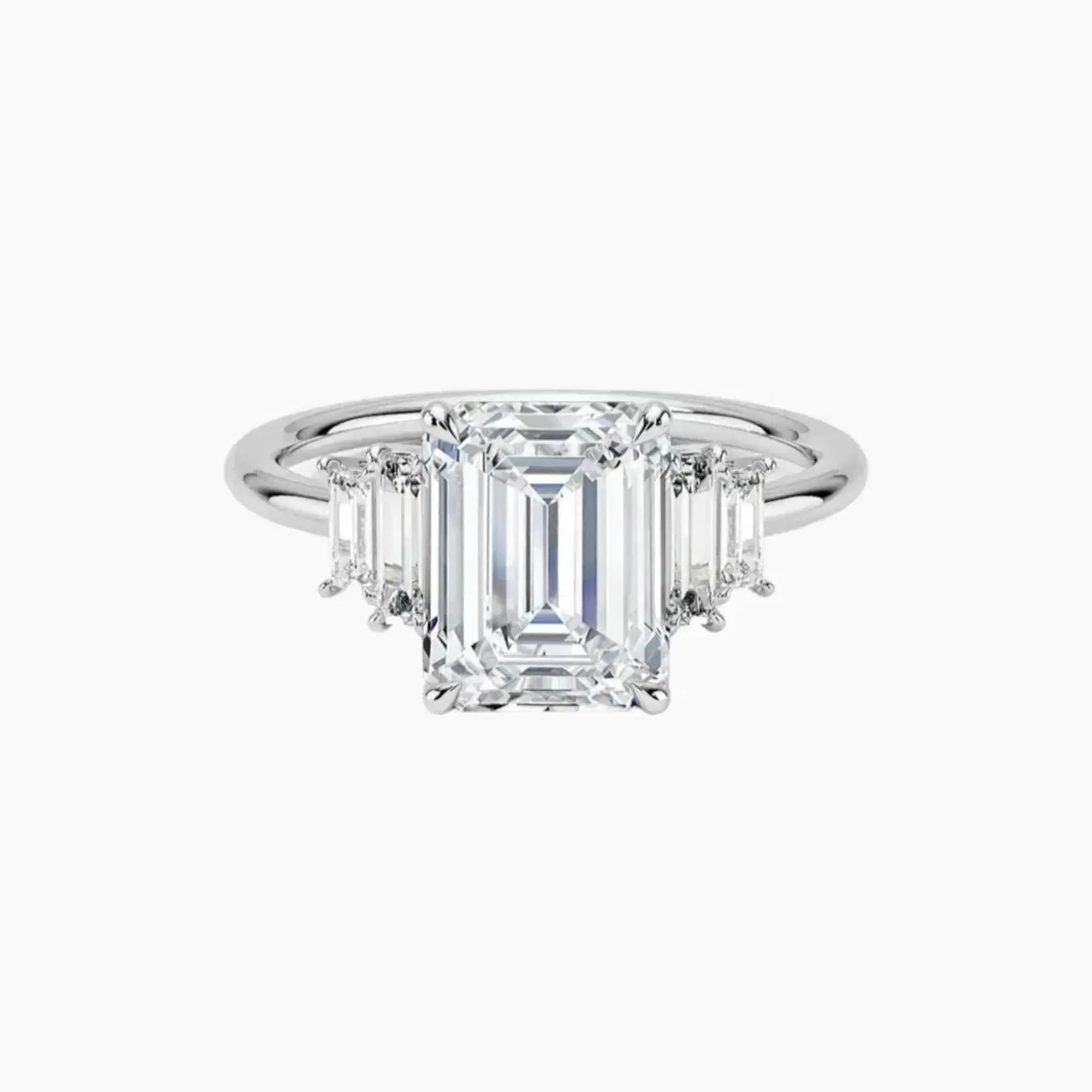 Nerine Five Stone Emerald Designer 1.5 Carat Lab Grown Diamond Engagement Ring in 14K Rose Gold