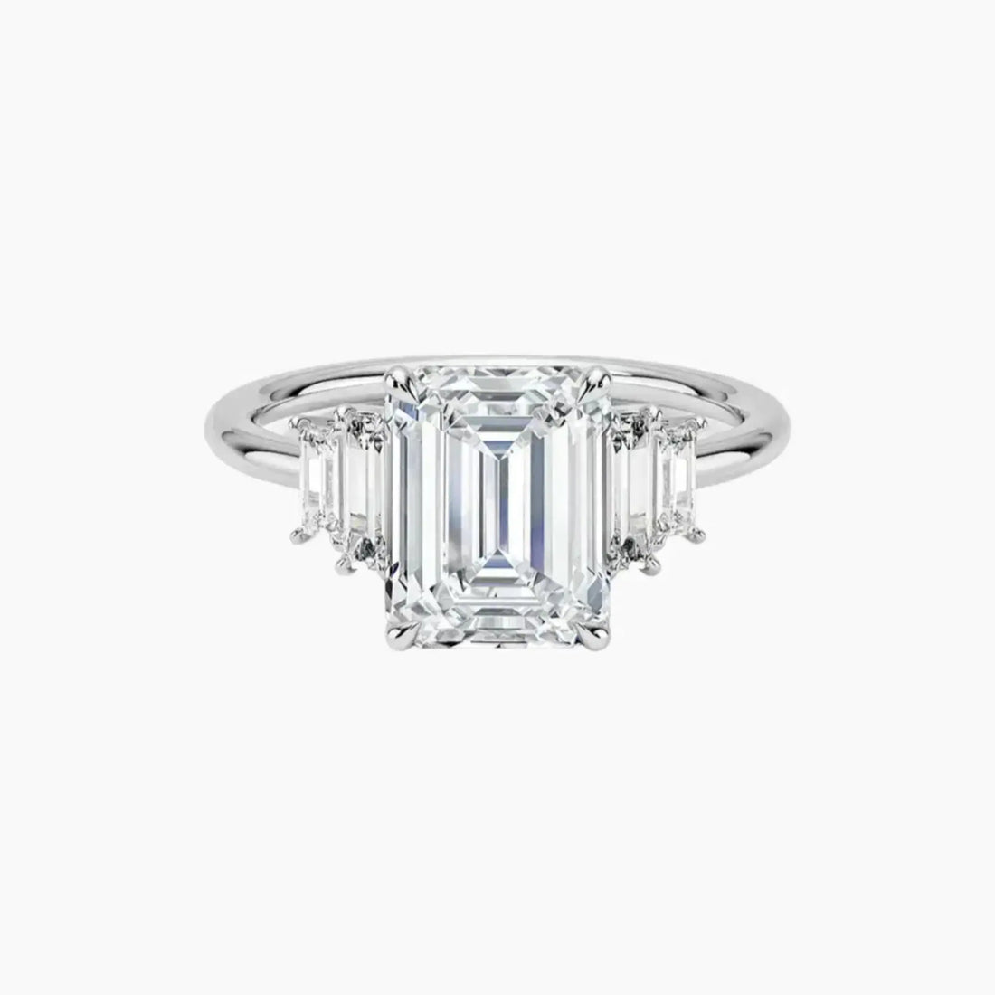 Nerine Five Stone Emerald Designer 3 Carat Lab Grown Diamond Engagement Ring in 14K White Gold