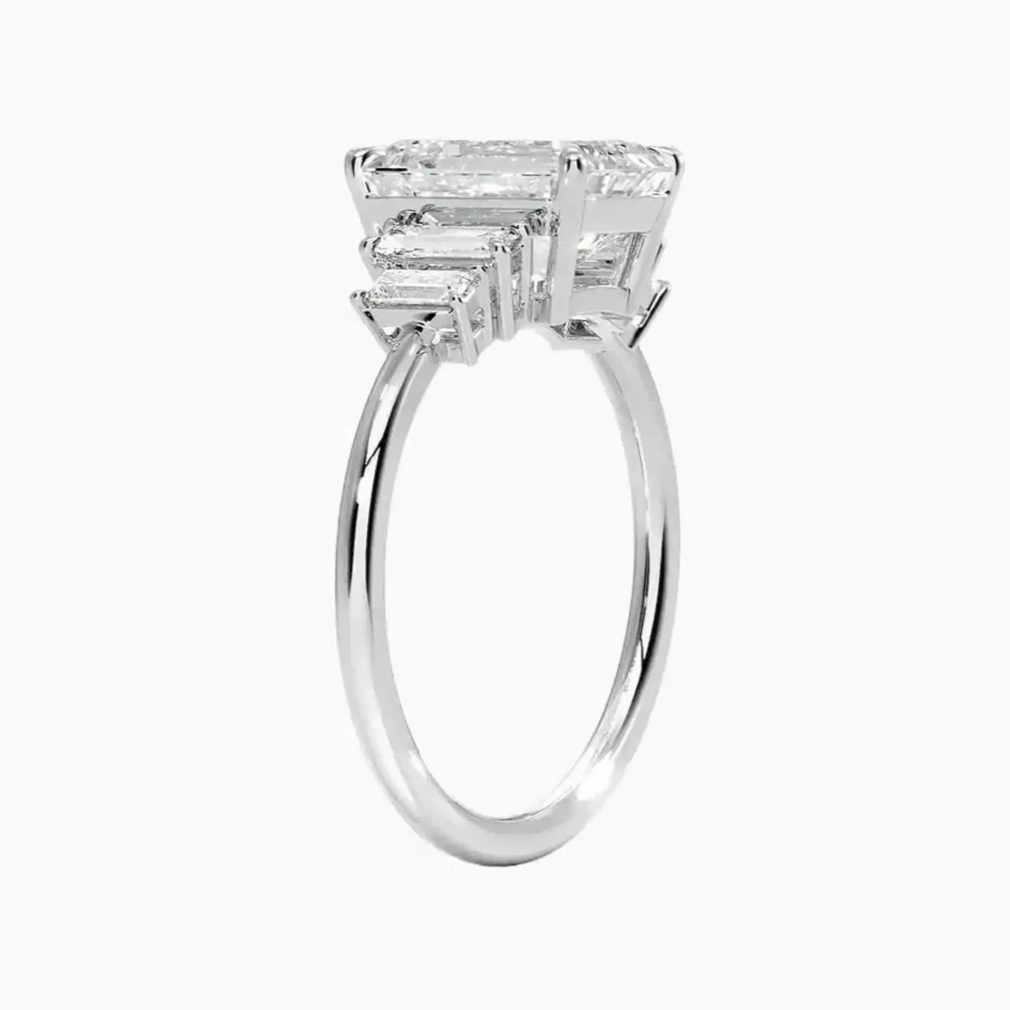 Nerine Five Stone Emerald Designer 2.5 Carat Lab Grown Diamond Engagement Ring in 18K White Gold