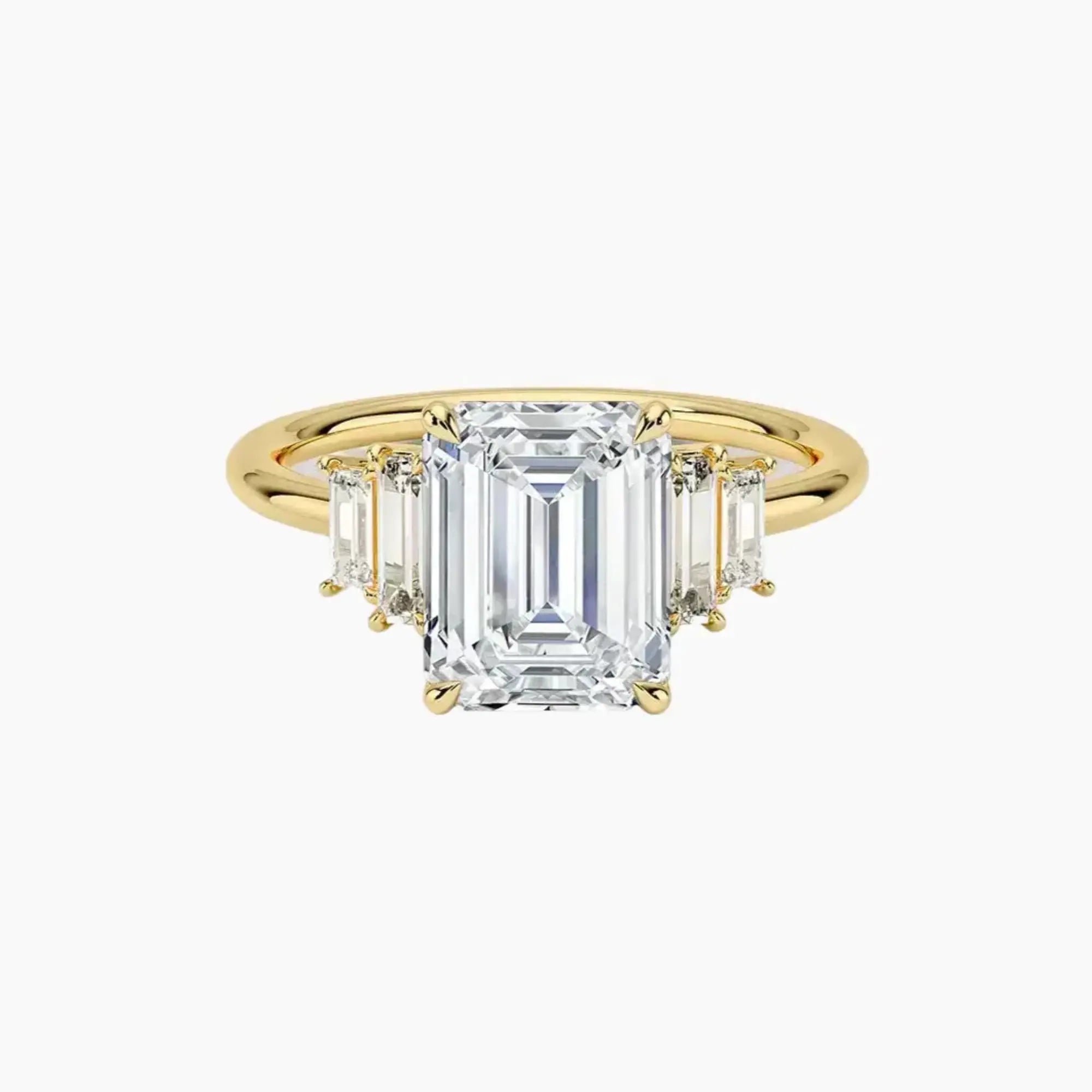 Nerine Five Stone Emerald Designer 2.5 Carat Lab Grown Diamond Engagement Ring in 18K White Gold