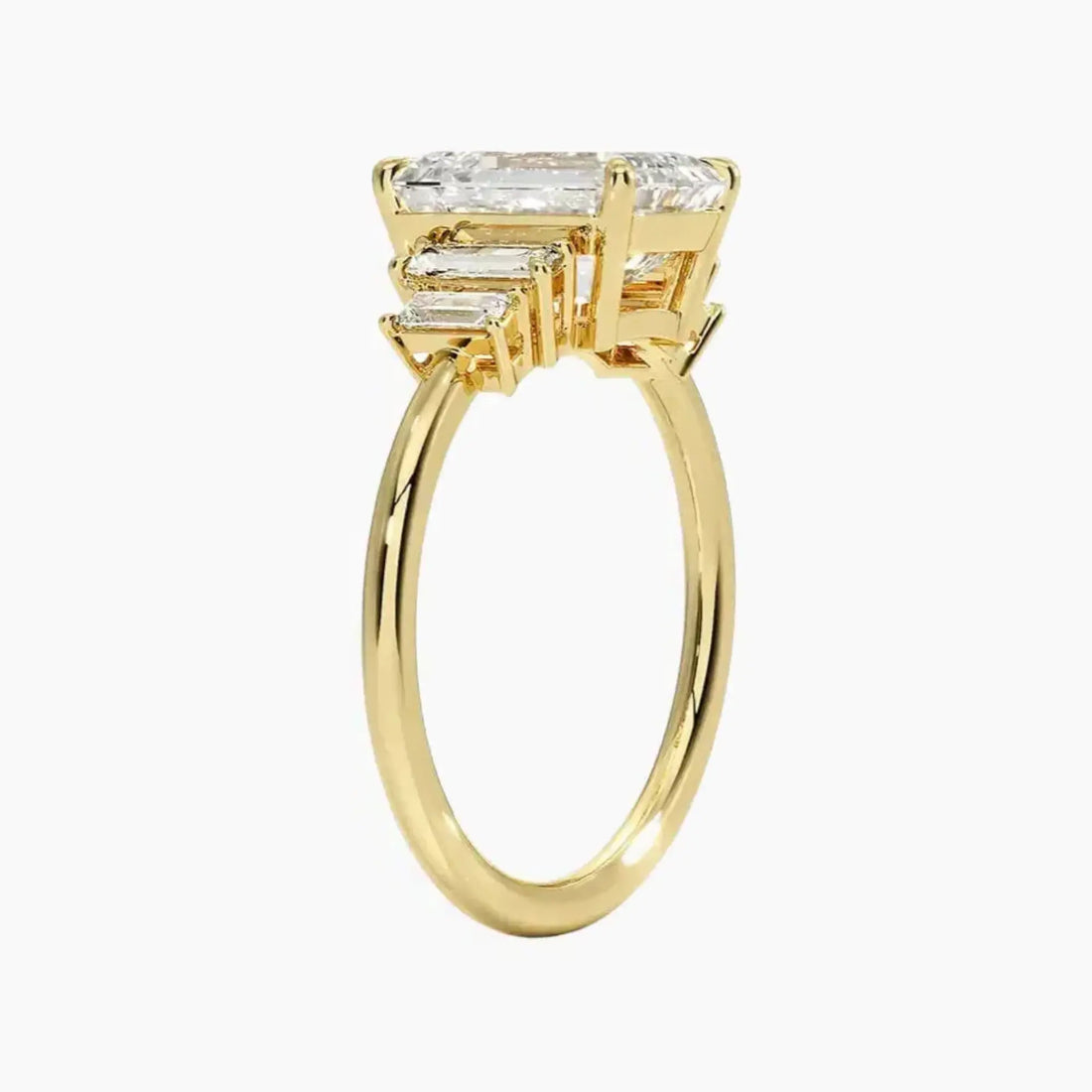 Nerine Five Stone Emerald Designer 3 Carat Lab Grown Diamond Engagement Ring in 14K White Gold
