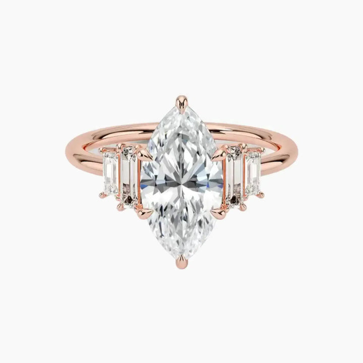 Nerine Five Stone Marquise Designer 1 Carat Lab Grown Diamond Engagement Ring in 18K Rose Gold