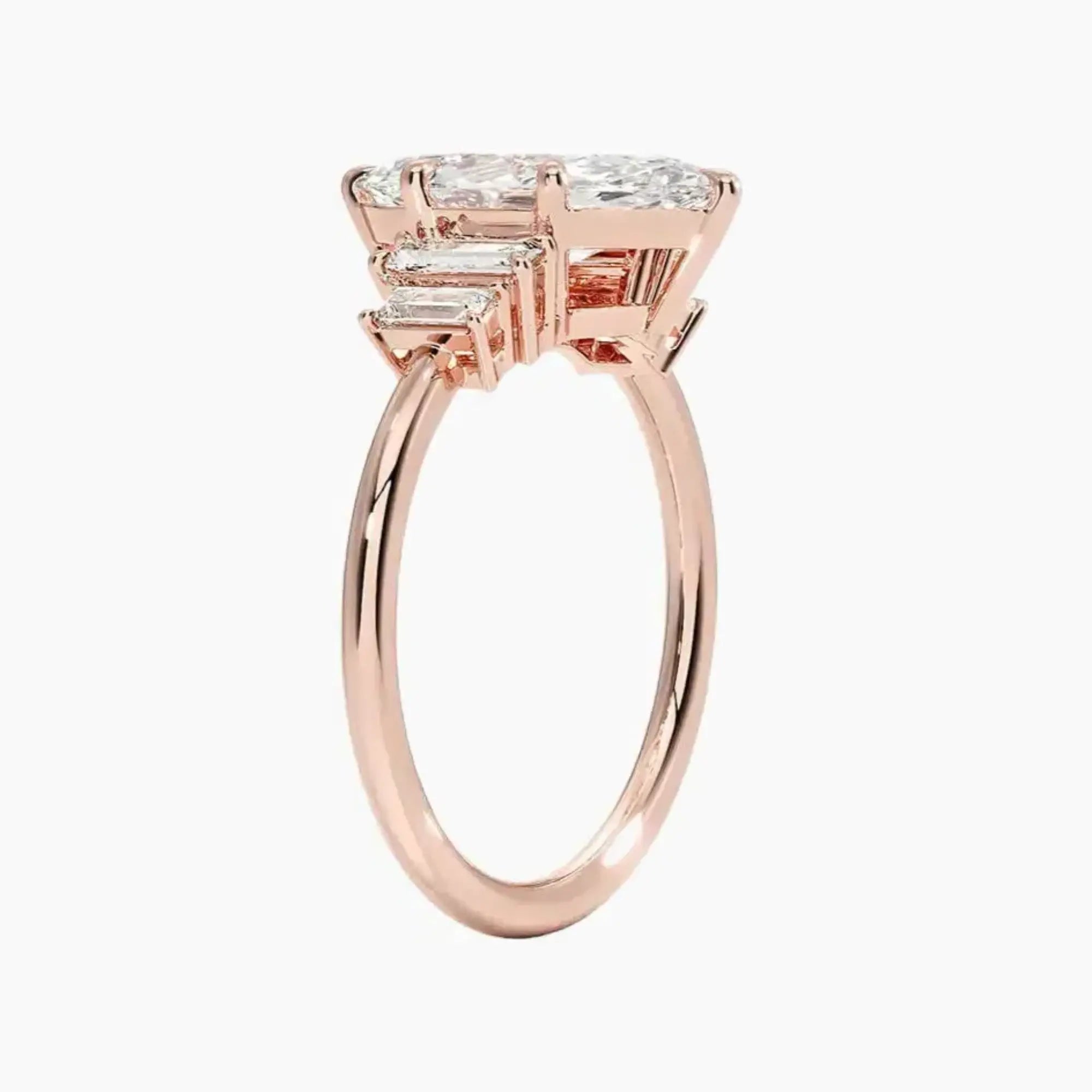 Nerine Five Stone Marquise Designer 3 Carat Lab Grown Diamond Engagement Ring in 18K White Gold