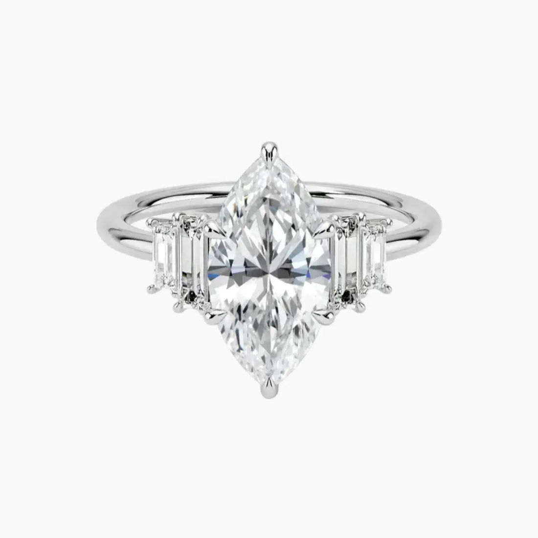 Nerine Five Stone Marquise Designer 2 Carat Lab Grown Diamond Engagement Ring in 18K White Gold