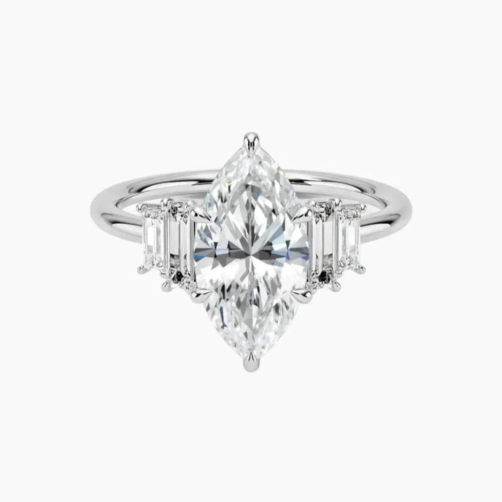 Nerine Five Stone Marquise Designer 1.5 Carat Lab Grown Diamond Engagement Ring in 18K White Gold