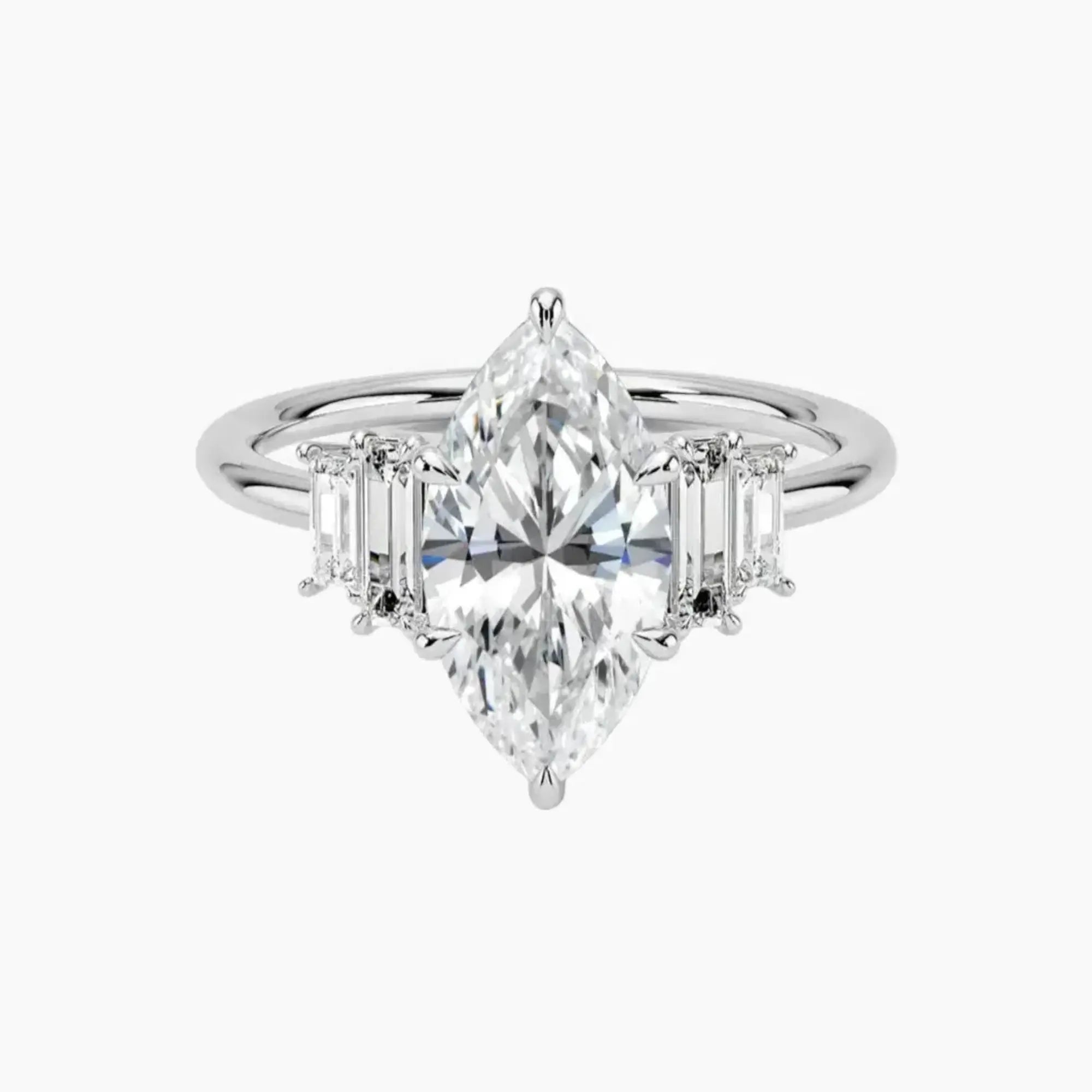 Nerine Five Stone Marquise Designer Diamond Ring Setting in 18K Yellow Gold