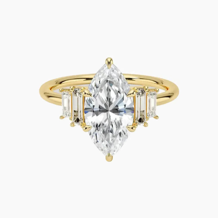 Nerine Five Stone Marquise Designer 2 Carat Lab Grown Diamond Engagement Ring in 14K Yellow Gold
