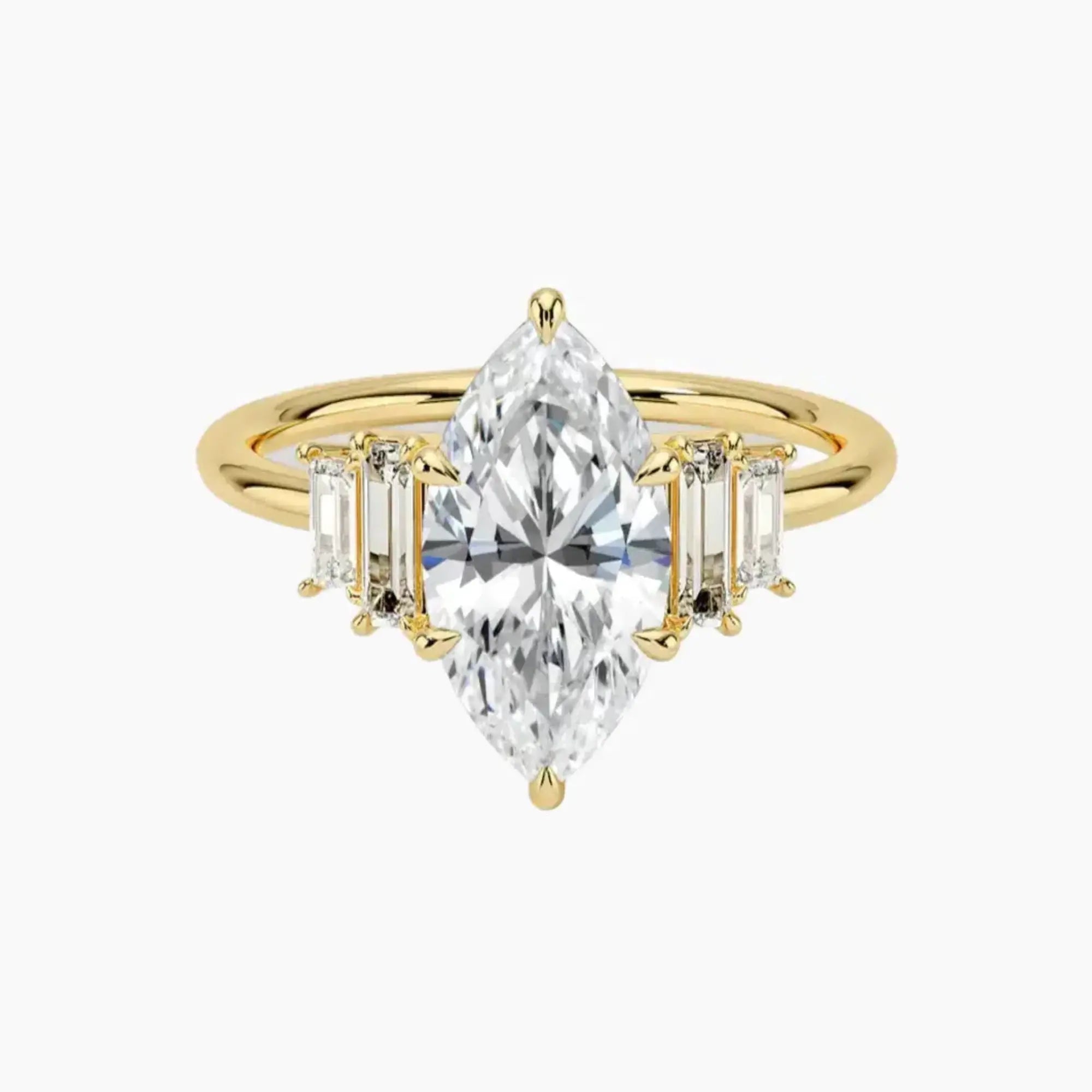 Nerine Five Stone Marquise Designer 3 Carat Lab Grown Diamond Engagement Ring in 18K White Gold