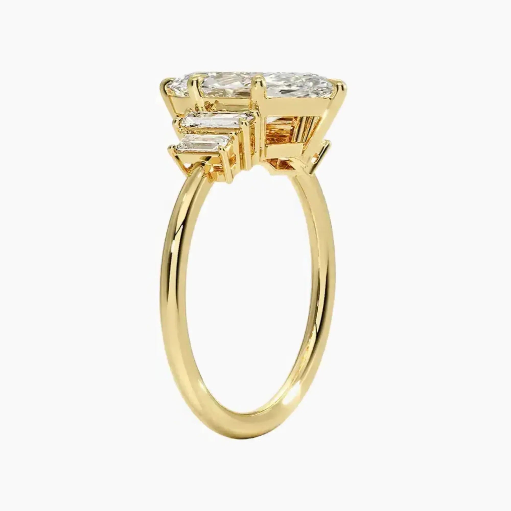 Nerine Five Stone Marquise Designer 3 Carat Lab Grown Diamond Engagement Ring in 18K Rose Gold