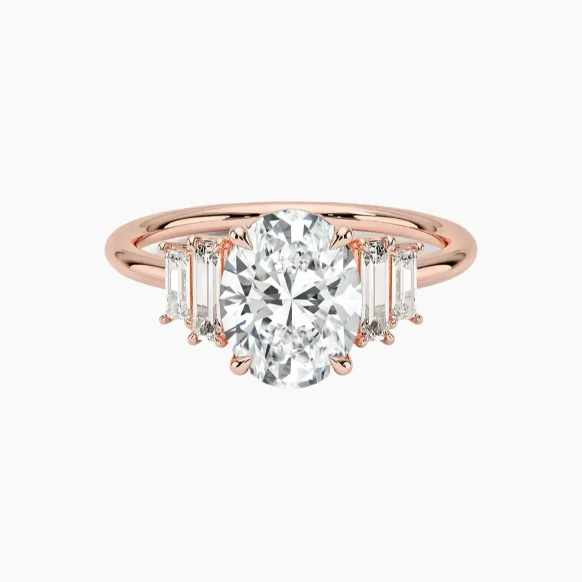 Nerine Five Stone Oval Designer 3 Carat Lab Grown Diamond Engagement Ring in 18K White Gold