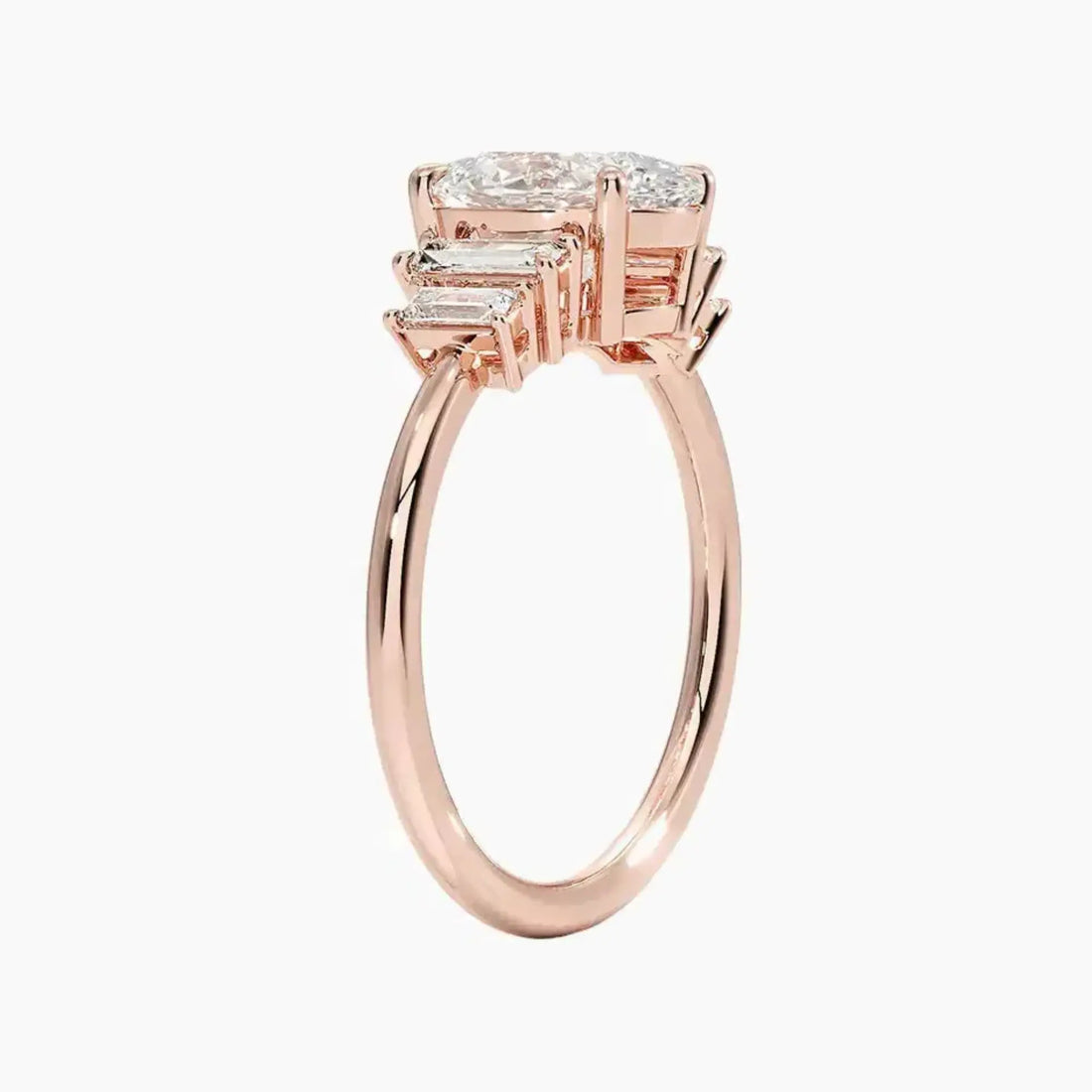 Nerine Five Stone Oval Designer 3 Carat Lab Grown Diamond Engagement Ring in 14K Rose Gold