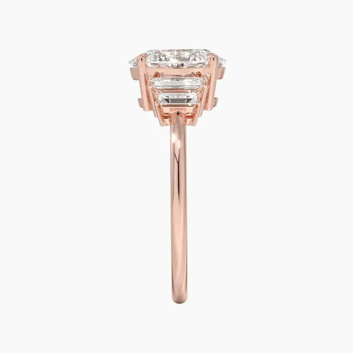 Nerine Five Stone Oval Designer 1 Carat Lab Grown Diamond Engagement Ring in 14K Yellow Gold