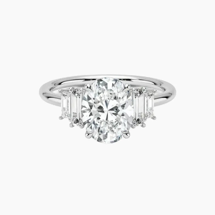 Nerine Five Stone Oval Designer 2 Carat Lab Grown Diamond Engagement Ring in 18K White Gold